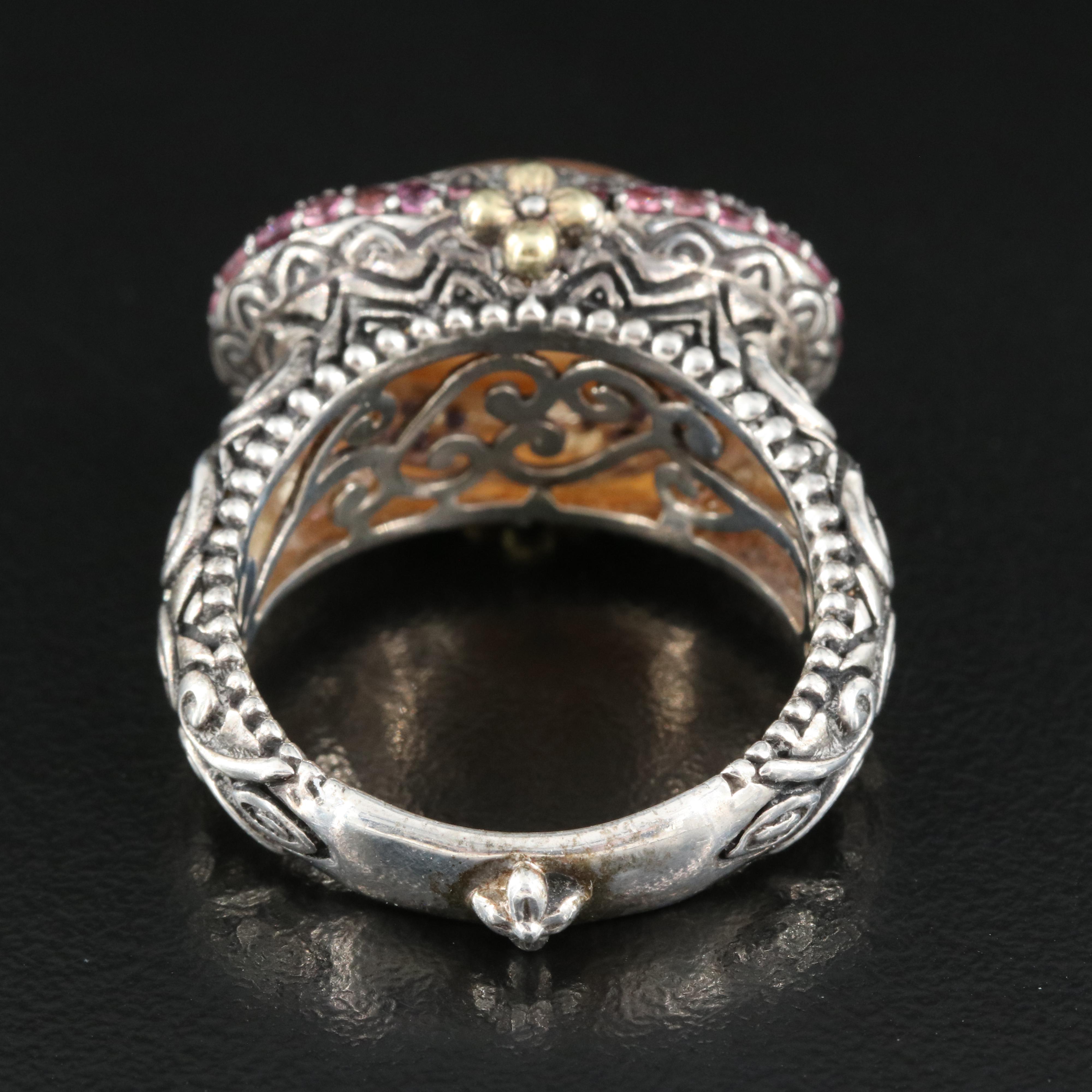 Barbara Bixby Quartz Mother-of-Pearl Doublet and Tourmaline Ring with 18K Accent