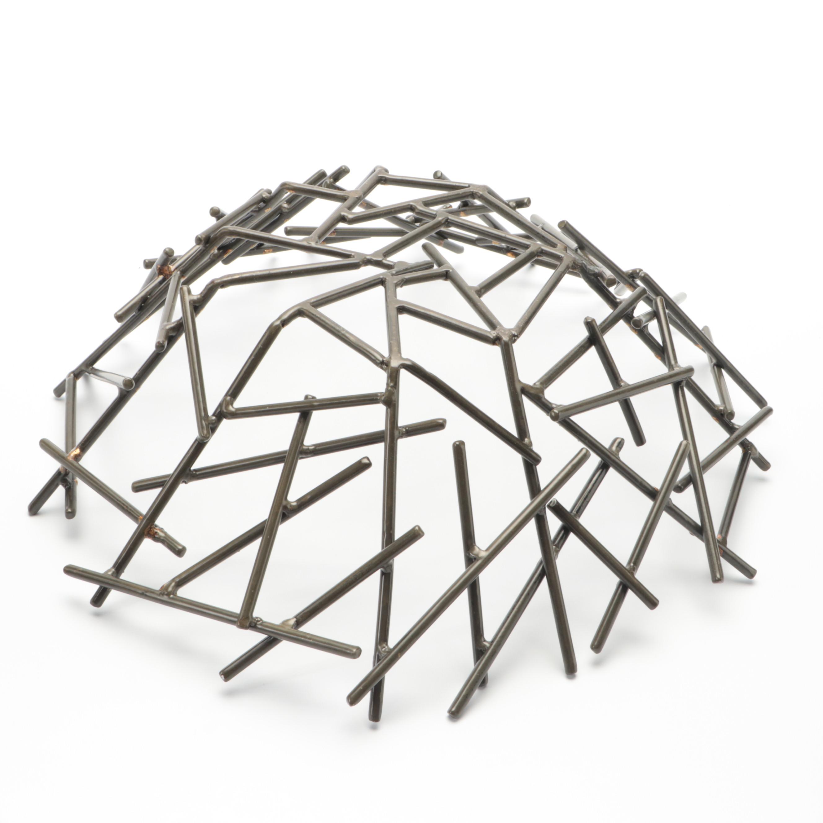 Twig Form Metal Centerpiece Bowl with Turned Wood Box and Resin Cherry