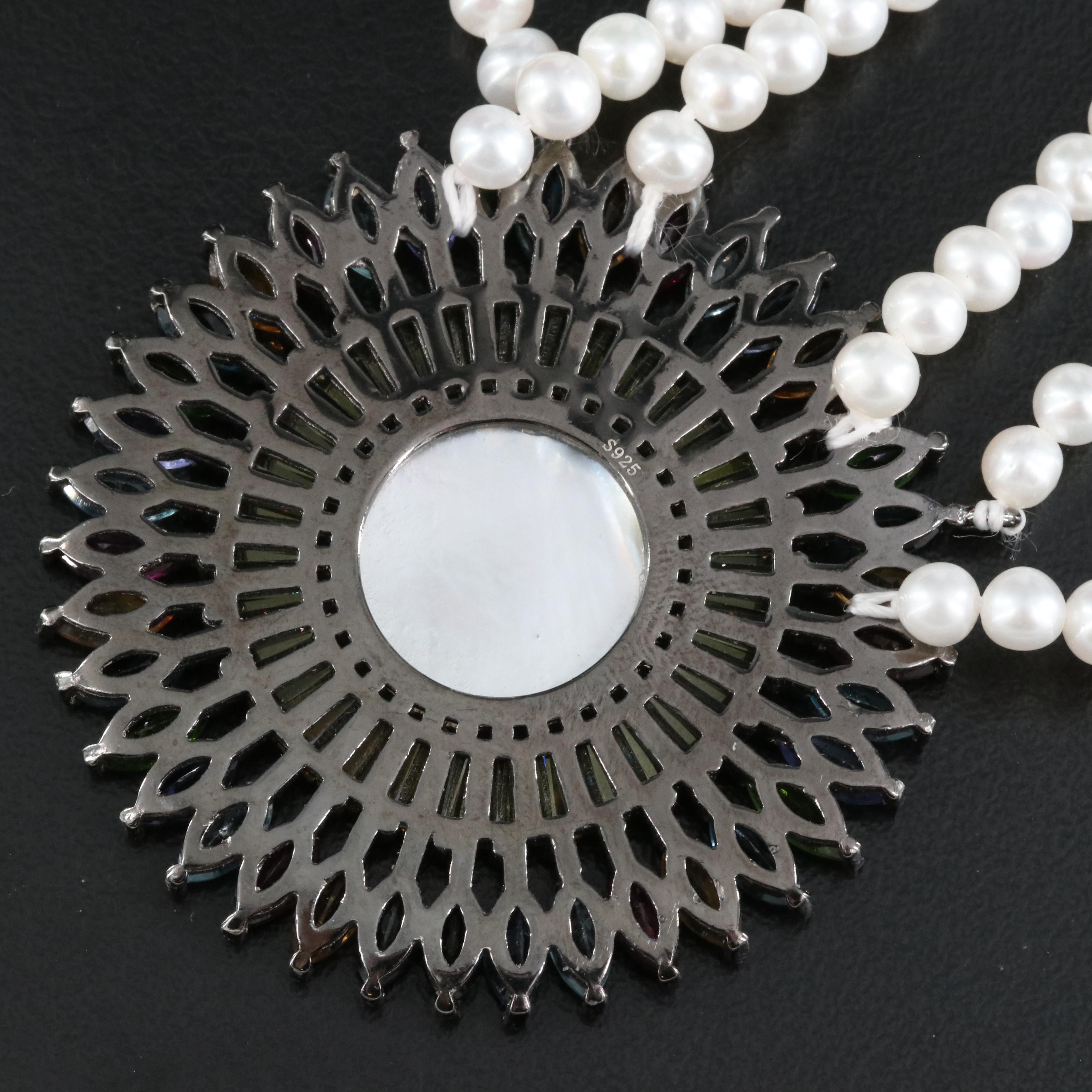 Sterling Mother-of-Pearl Cherub Cameo Necklace Including Pearl