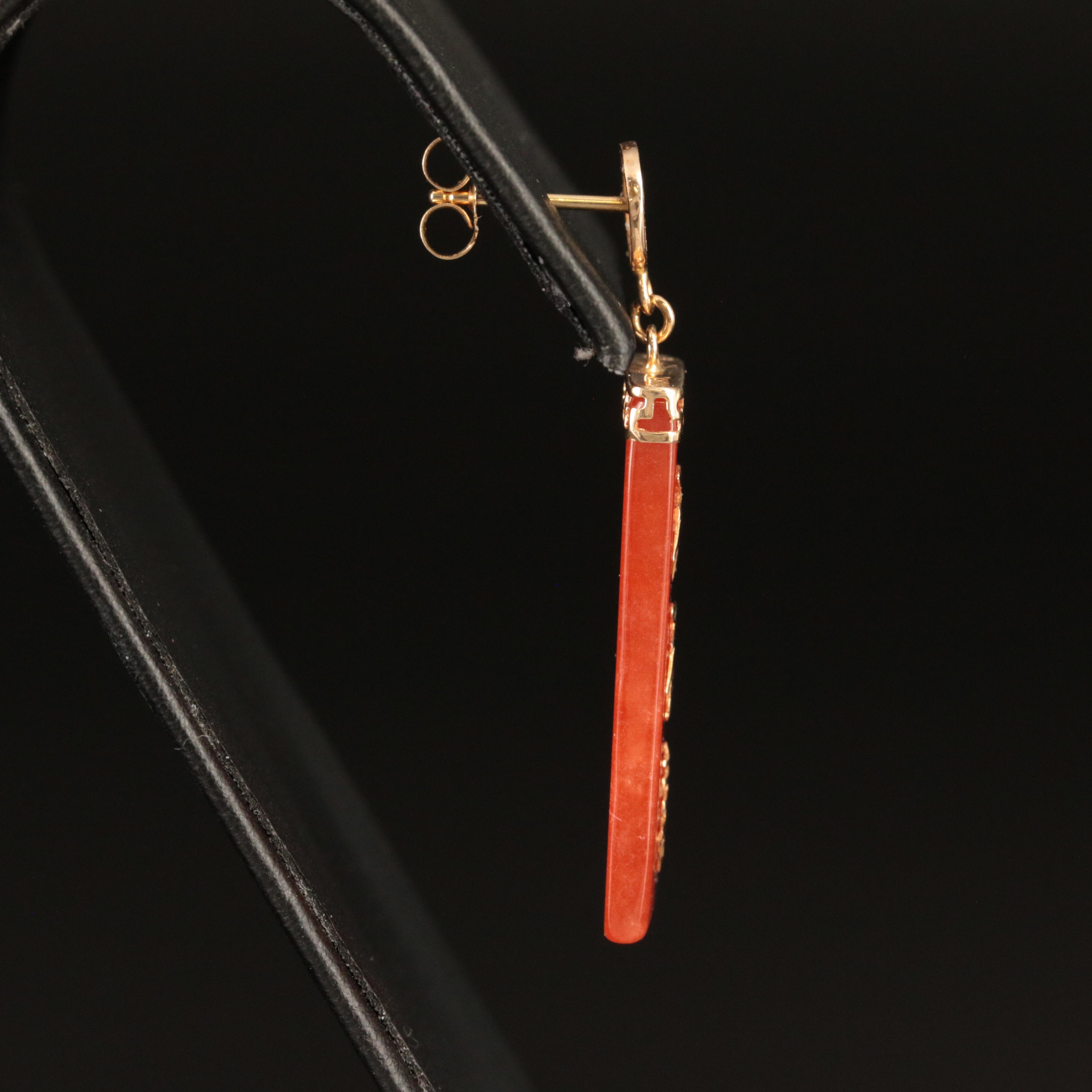 Chinese 14K Jadeite Earrings Including Good Fortune