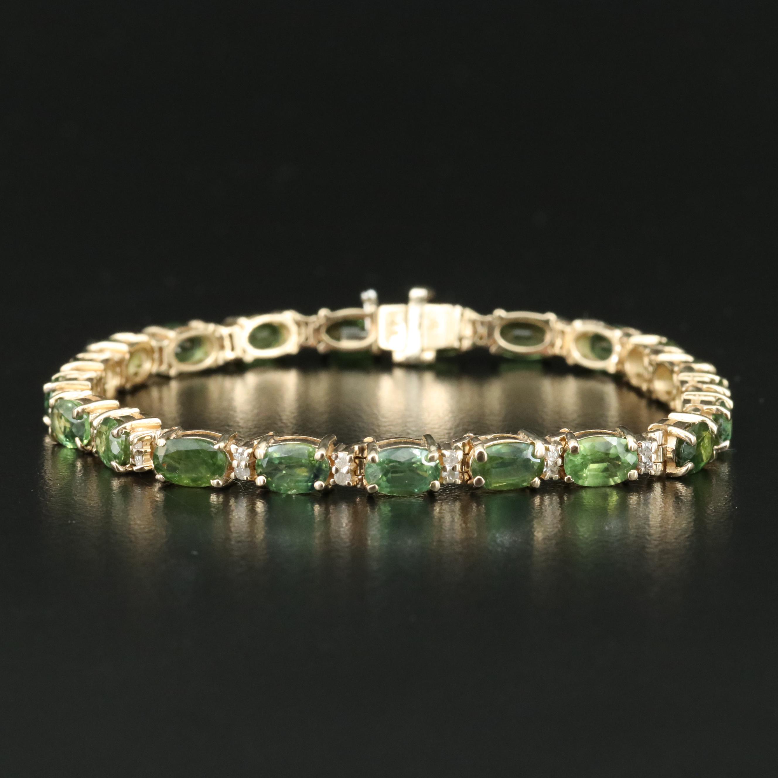14K 12.60 CTW Sapphire and 0.52 CTW Diamond Bracelet