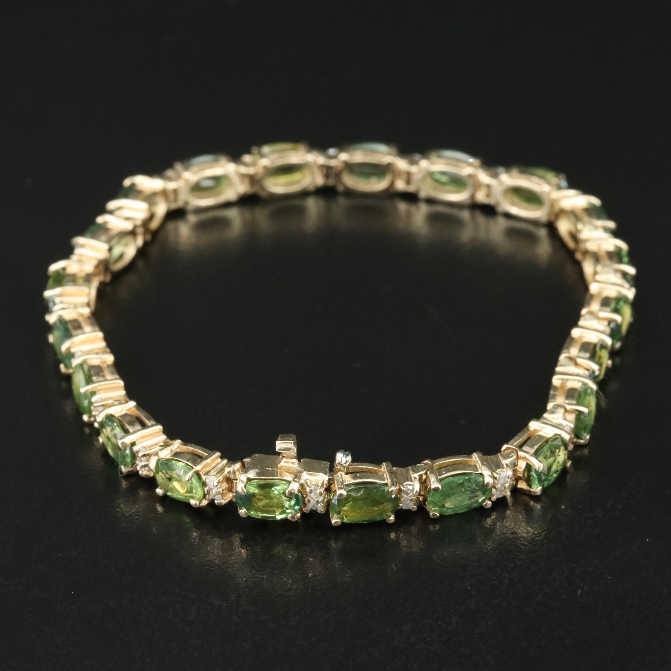 14K 12.60 CTW Sapphire and 0.52 CTW Diamond Bracelet