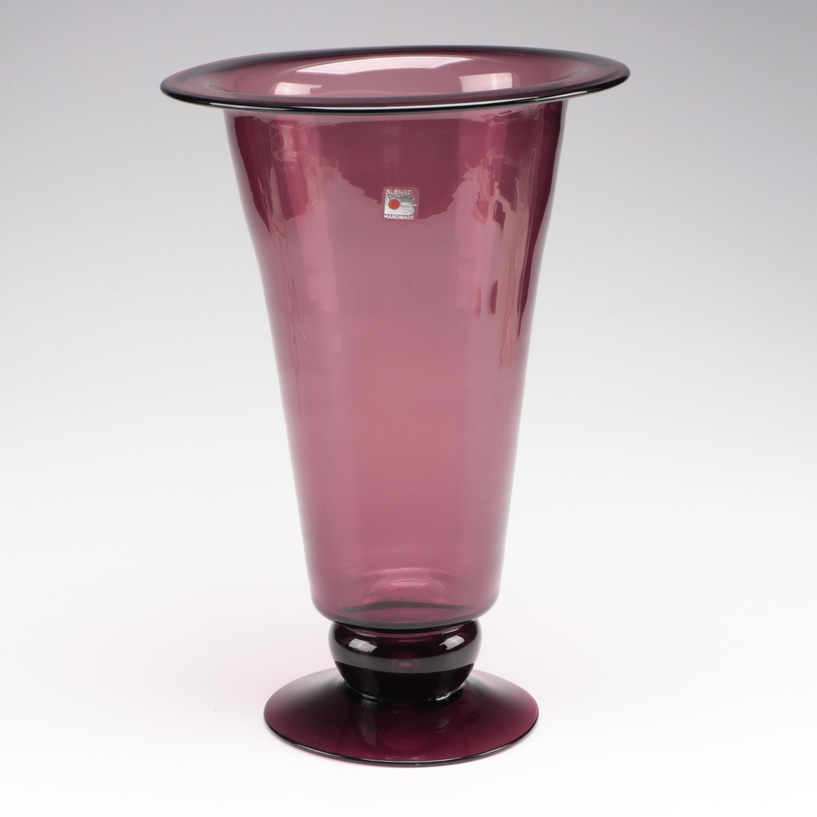 Blenko Handmade Glass Vase with Cranberry Multi-Tiered Vase