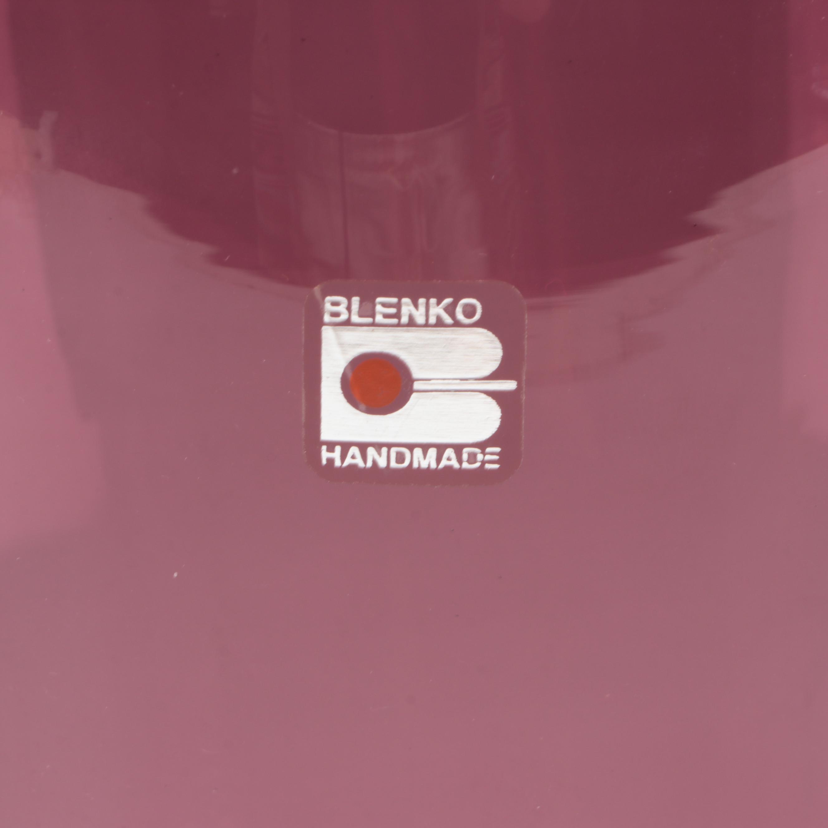 Blenko Handmade Glass Vase with Cranberry Multi-Tiered Vase