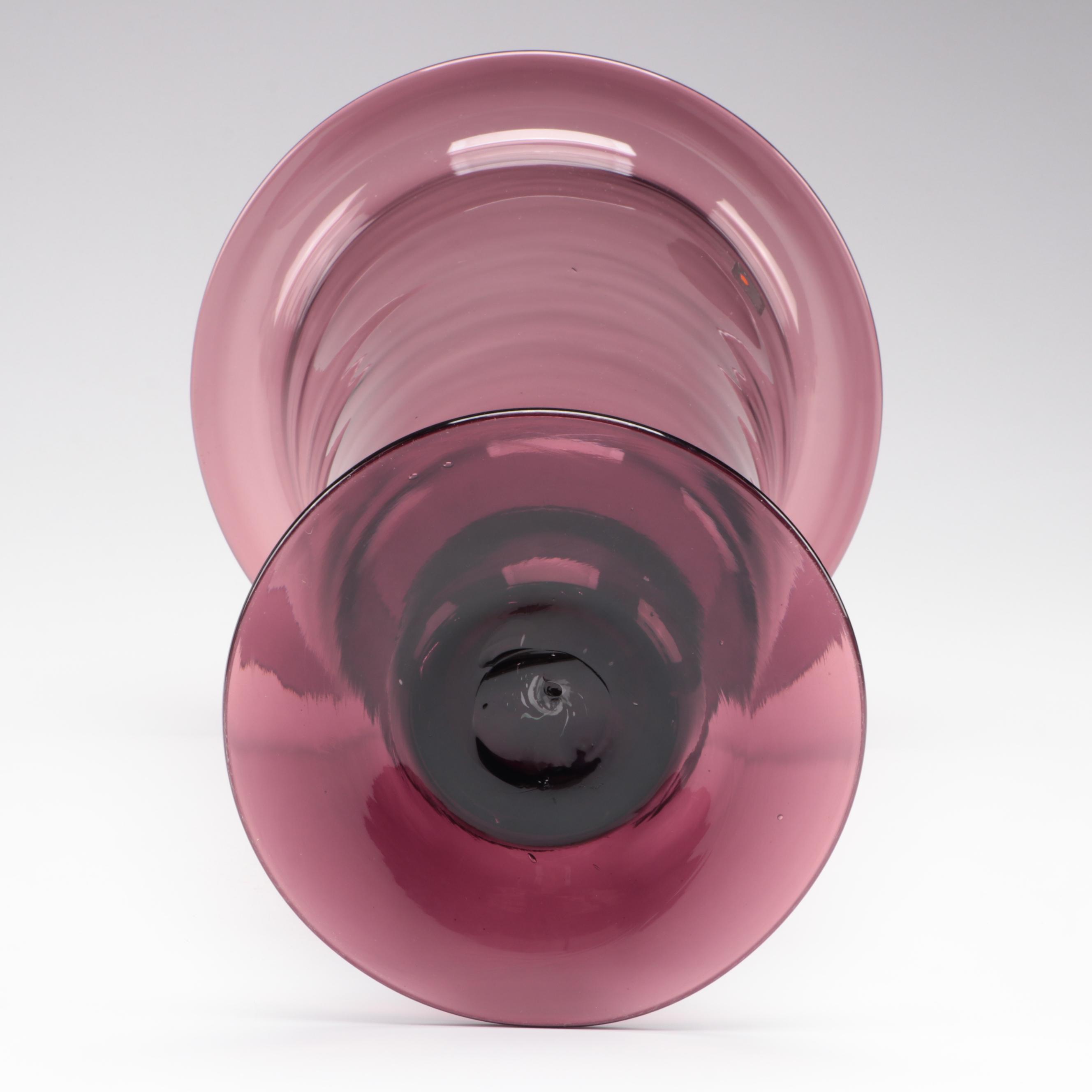 Blenko Handmade Glass Vase with Cranberry Multi-Tiered Vase