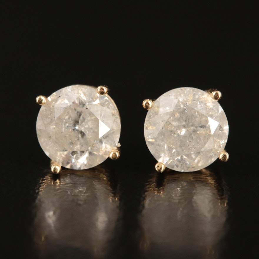 18K 1.90 CTW Diamond Stud Earrings