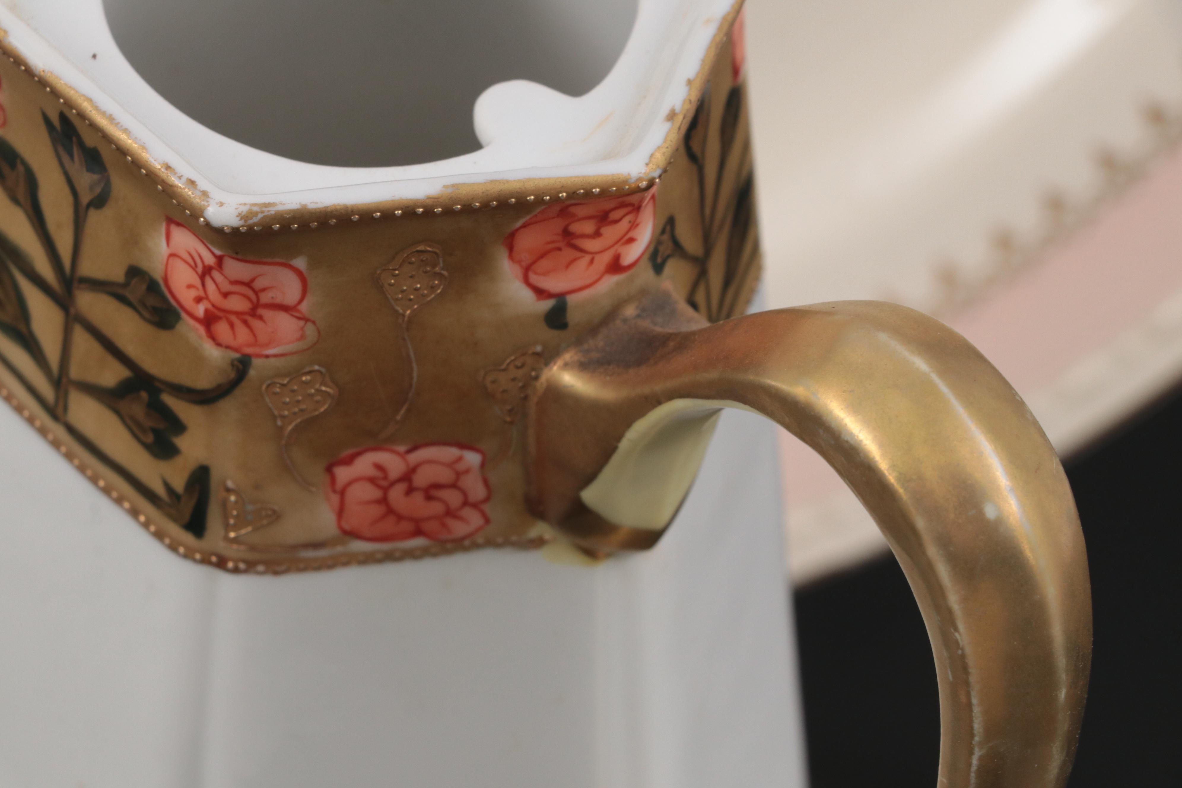 Homer Laughlin "Georgian" Coffee Pot with Glass Serving Dishes and Other Platter