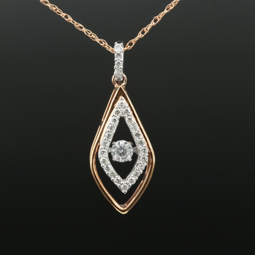 14K Rose Gold 0.31 CTW Diamond Tremble Pendant Necklace