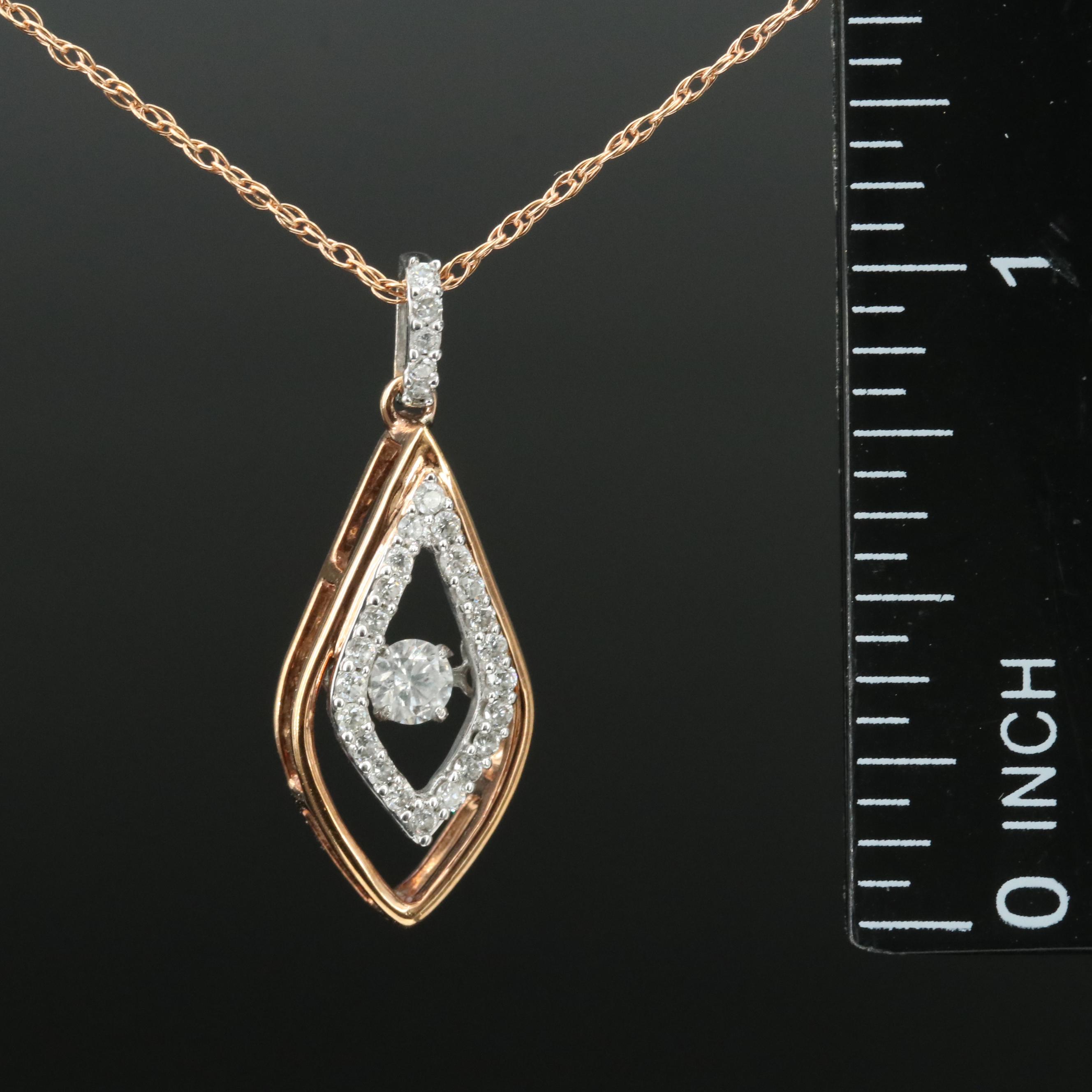 14K Rose Gold 0.31 CTW Diamond Tremble Pendant Necklace