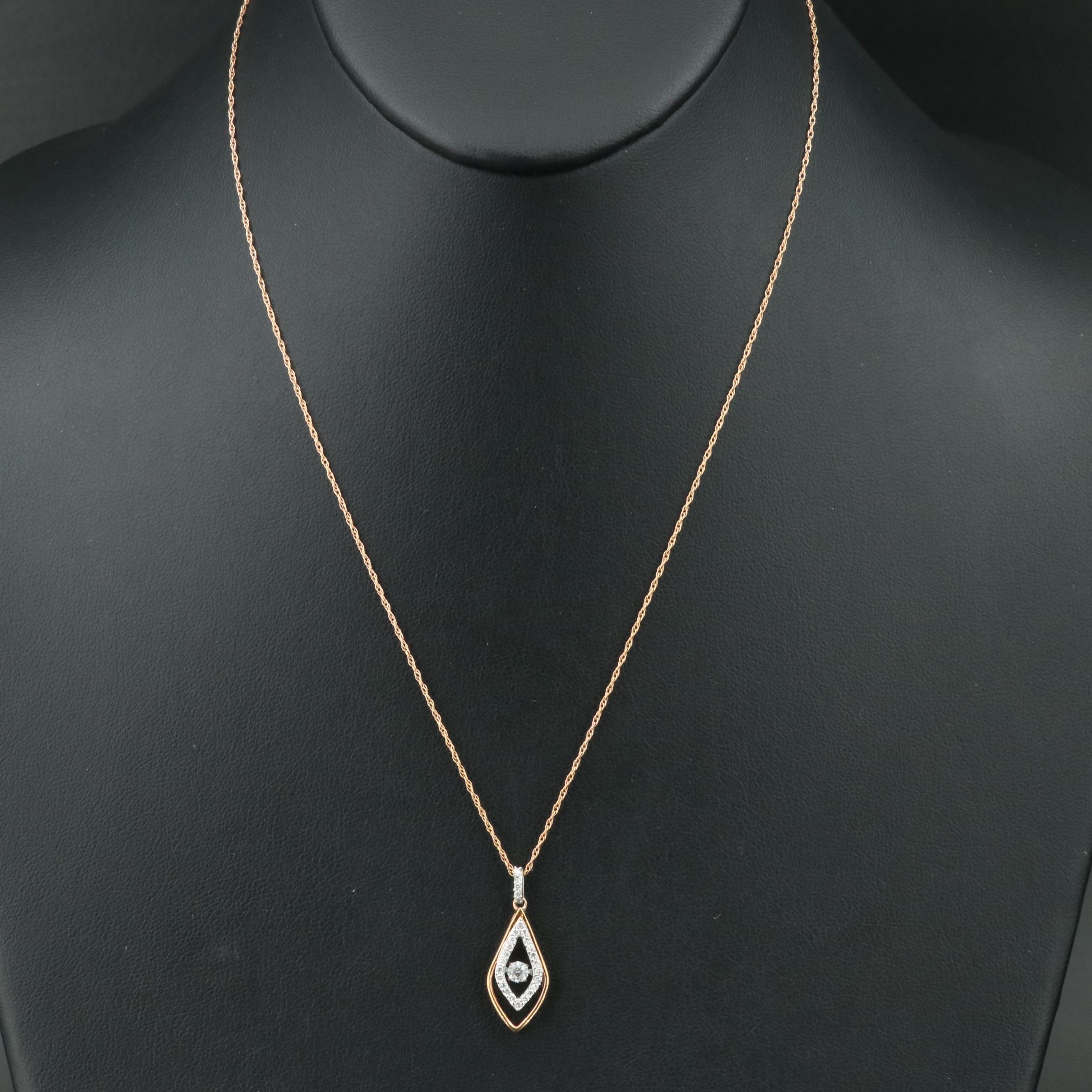 14K Rose Gold 0.31 CTW Diamond Tremble Pendant Necklace