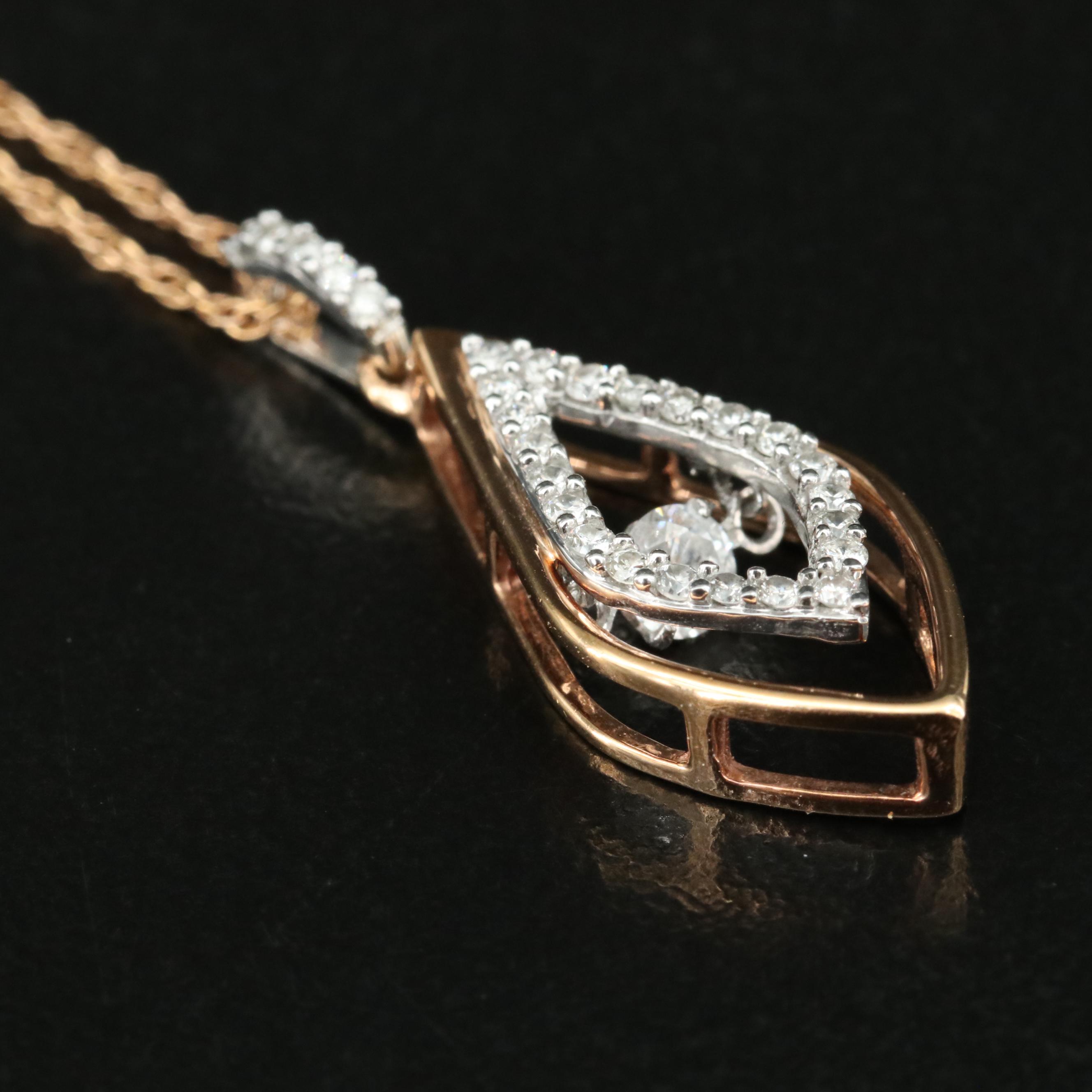 14K Rose Gold 0.31 CTW Diamond Tremble Pendant Necklace