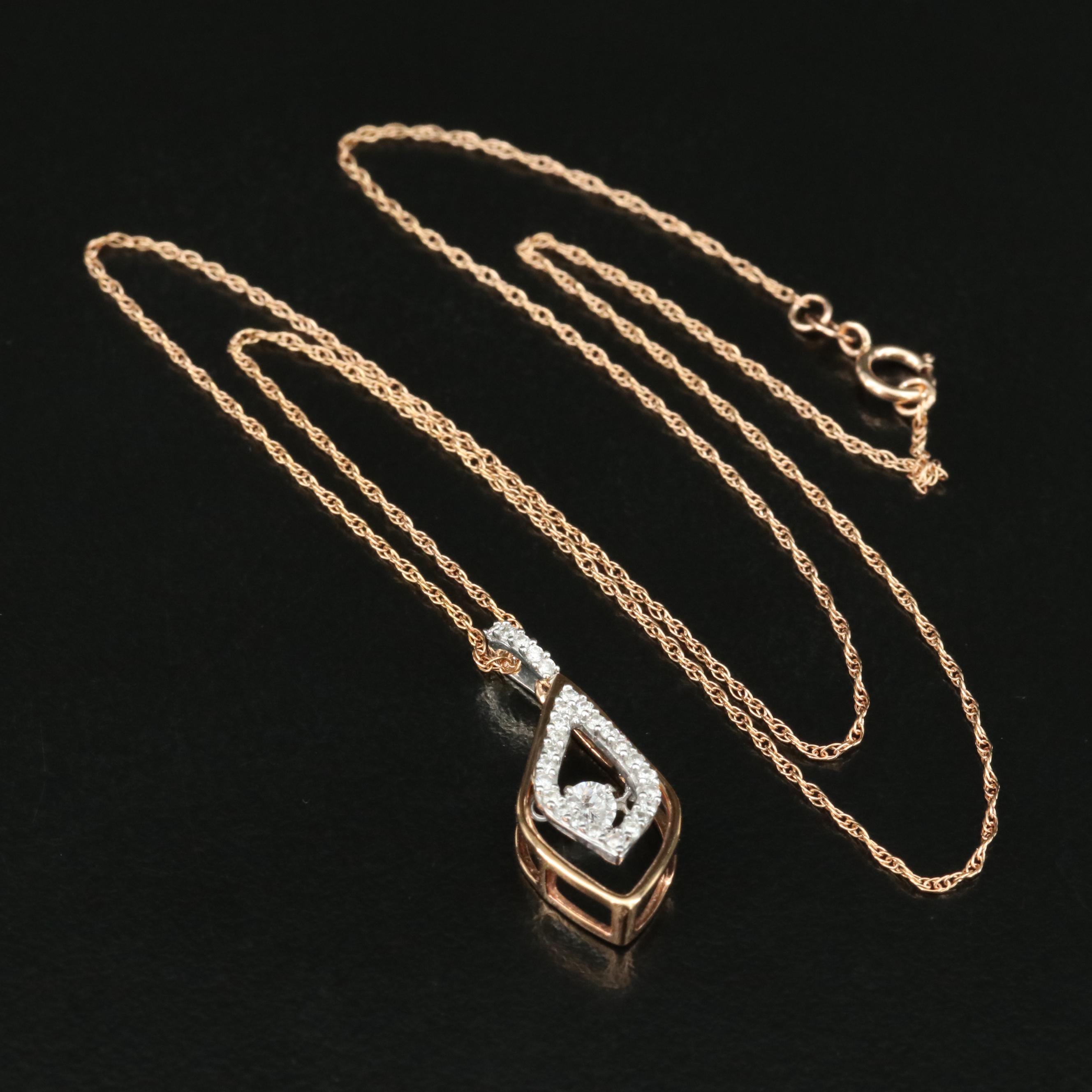 14K Rose Gold 0.31 CTW Diamond Tremble Pendant Necklace