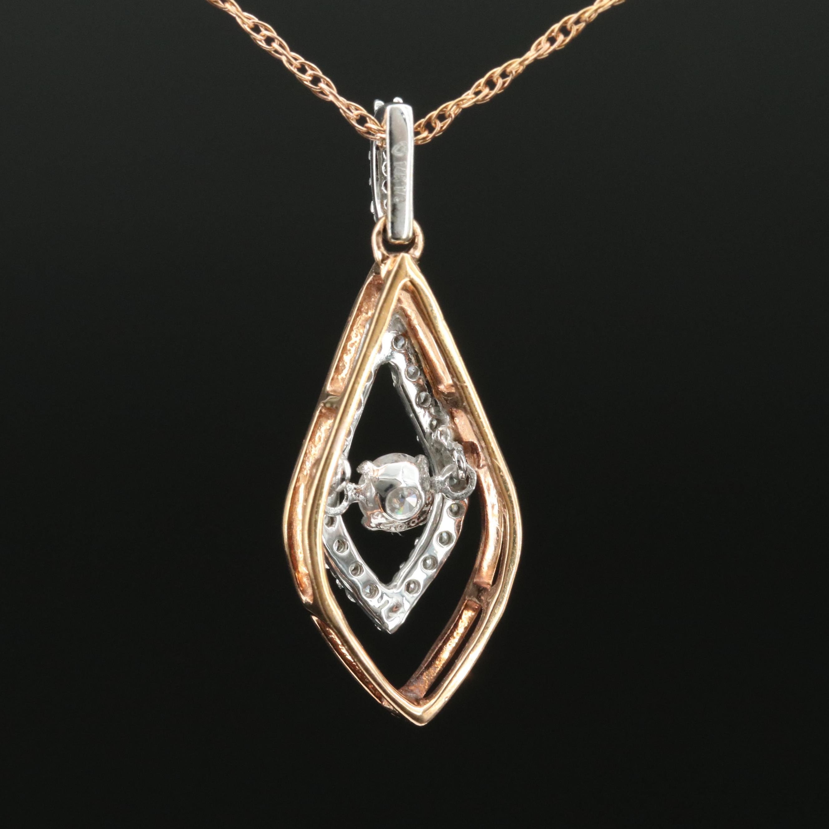 14K Rose Gold 0.31 CTW Diamond Tremble Pendant Necklace