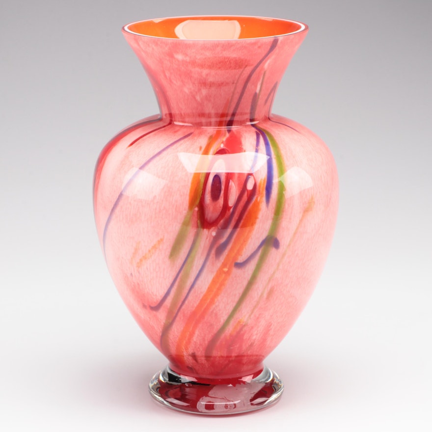 Makora Polish Multicolor Cased Art Glass Vase