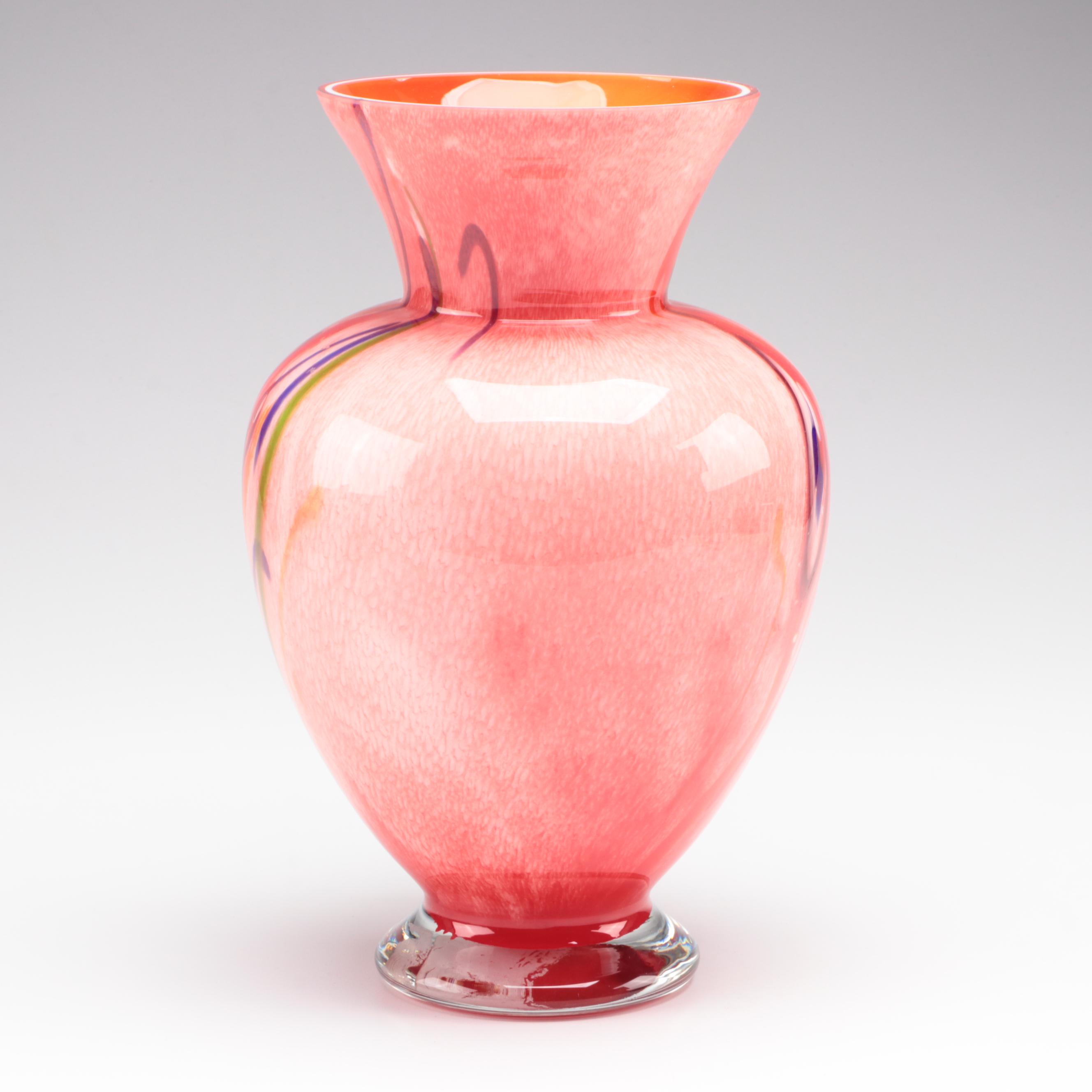 Makora Polish Multicolor Cased Art Glass Vase