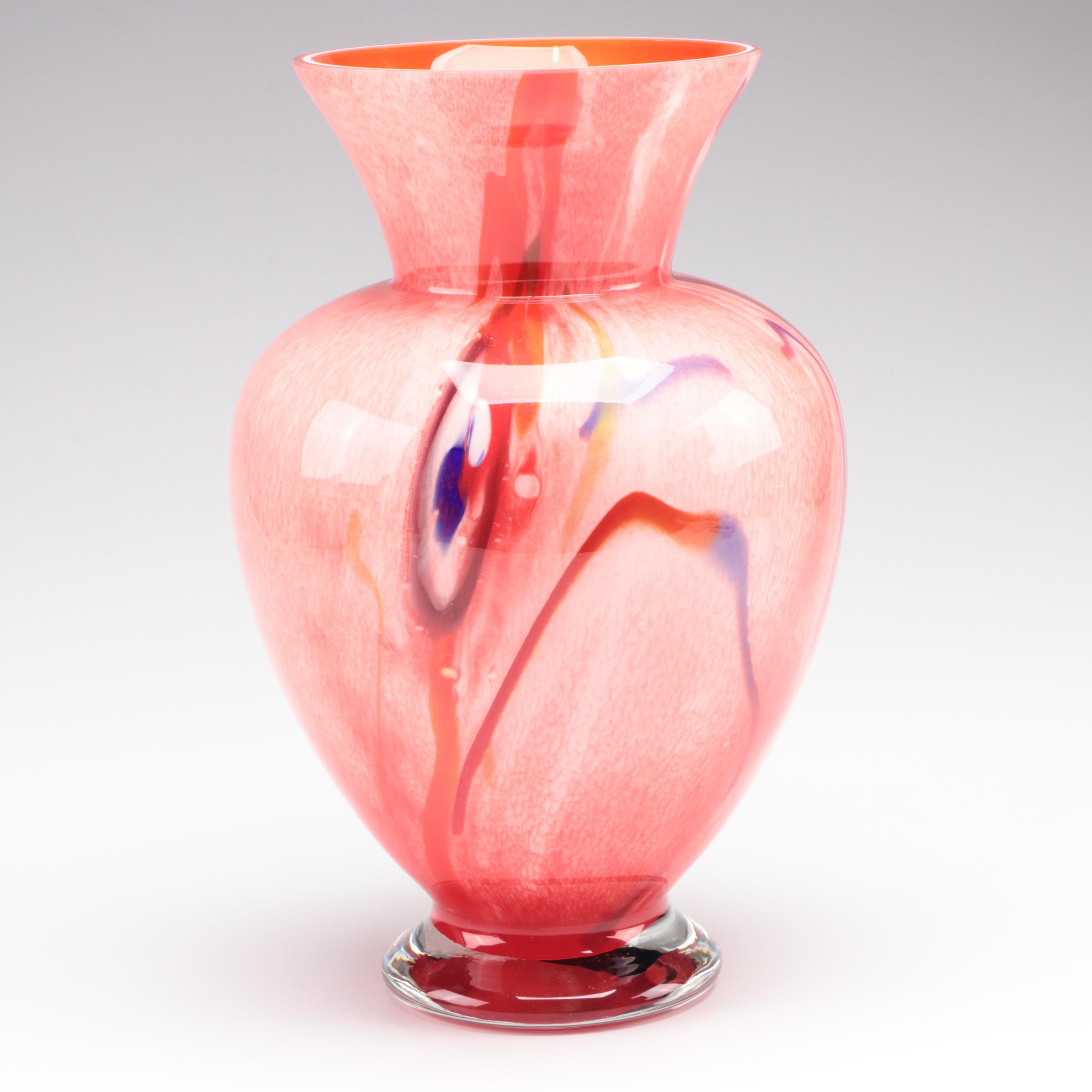 Makora Polish Multicolor Cased Art Glass Vase