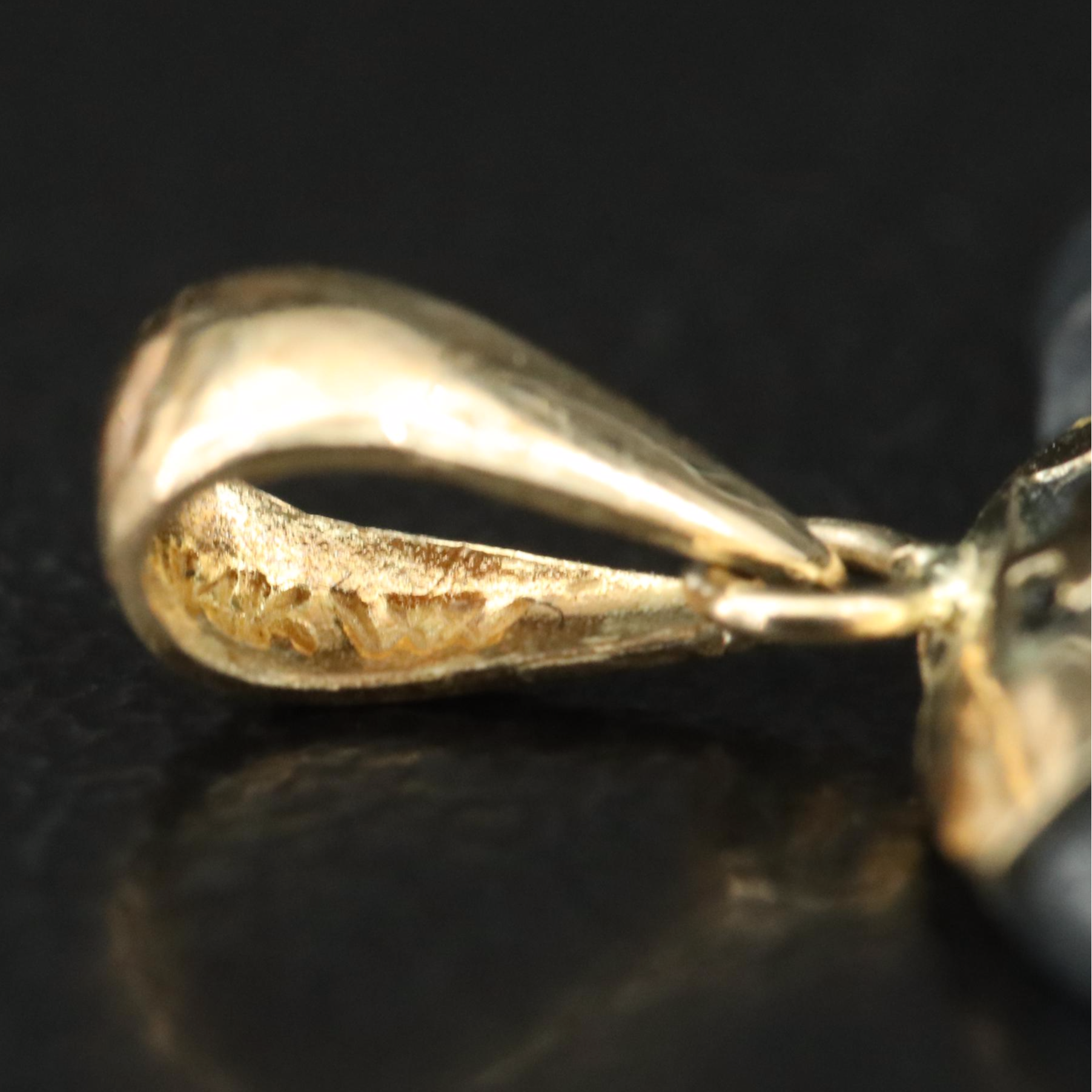 Chinese 14K Carved Jadeite Elephant Good Fortune Pendant