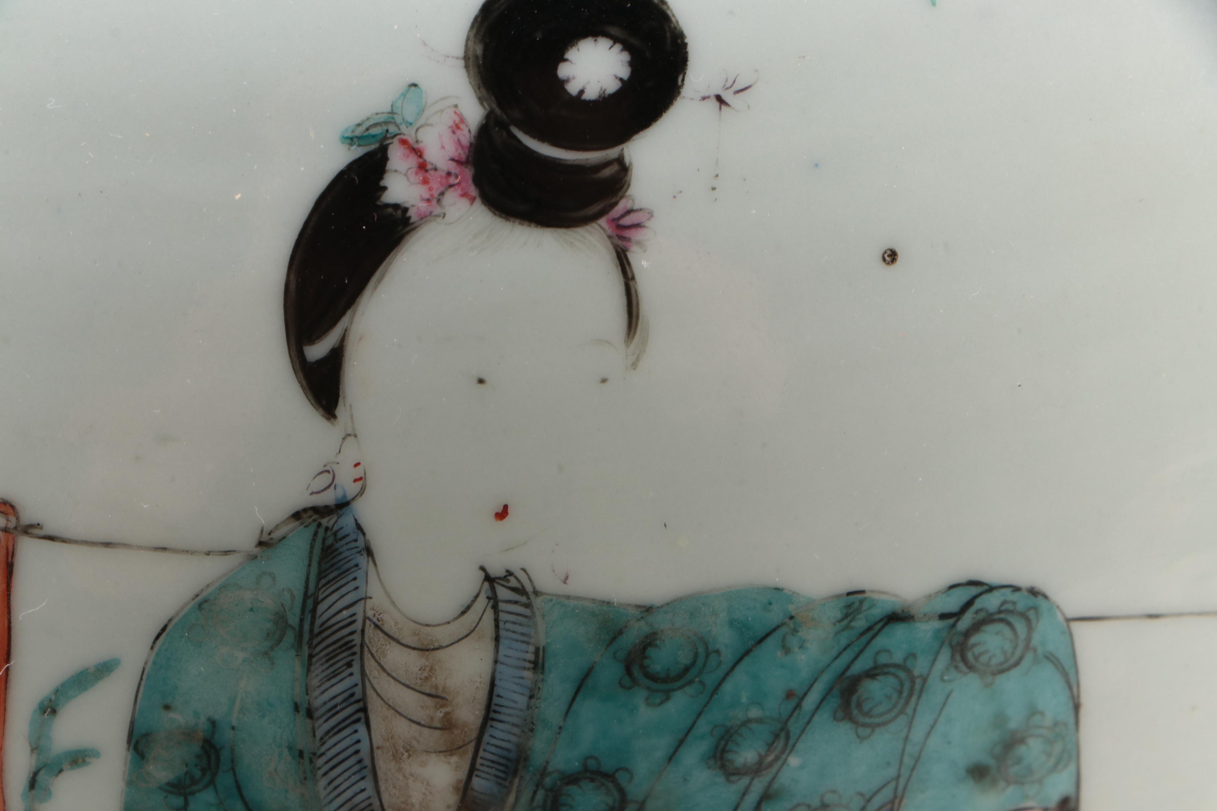 Chinese Hand-Painted Hànzì and Garden Scene Porcelain Temple Jars