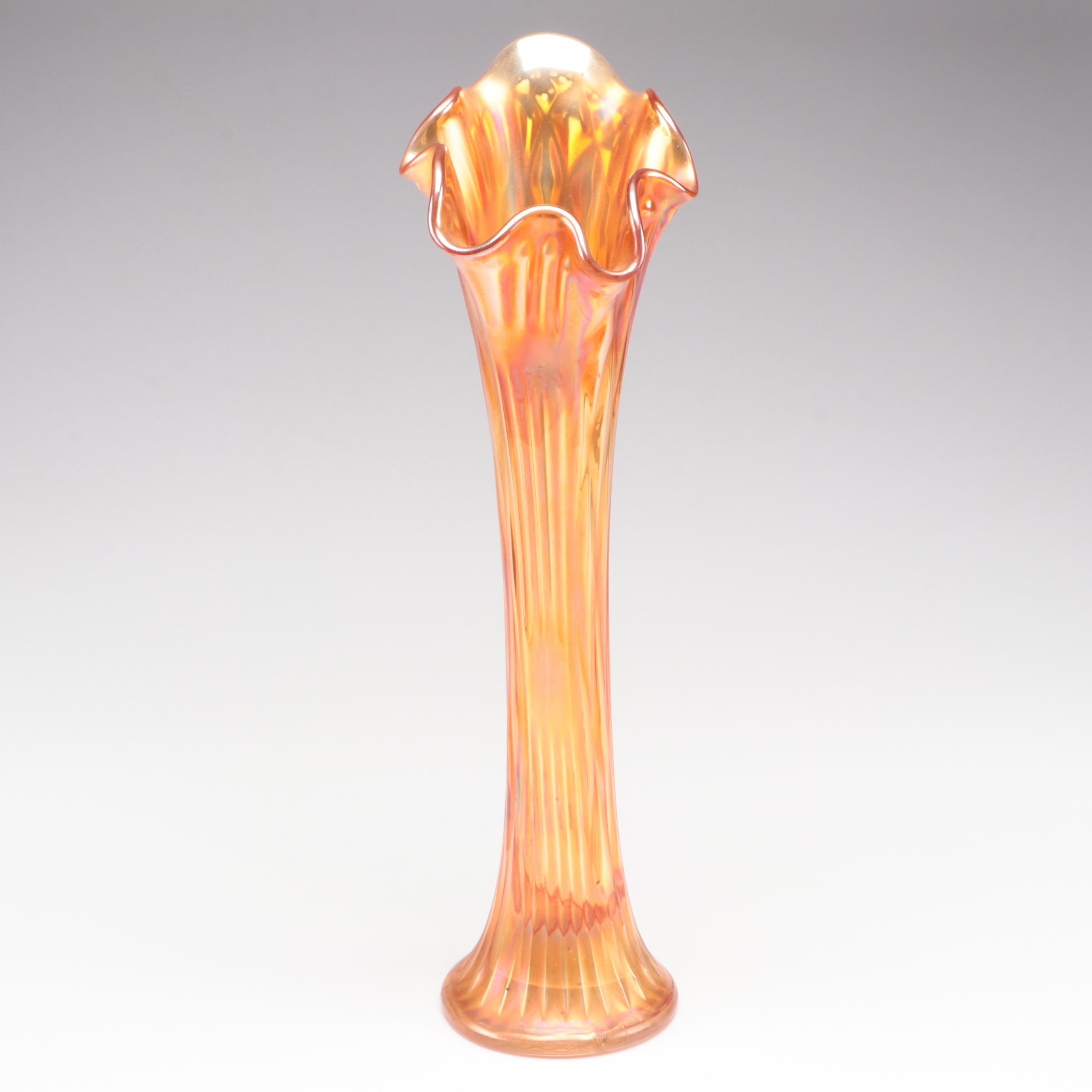 Imperial Glass Vase with Other Carnival Glass Tableware, Mid to Late 20th C.