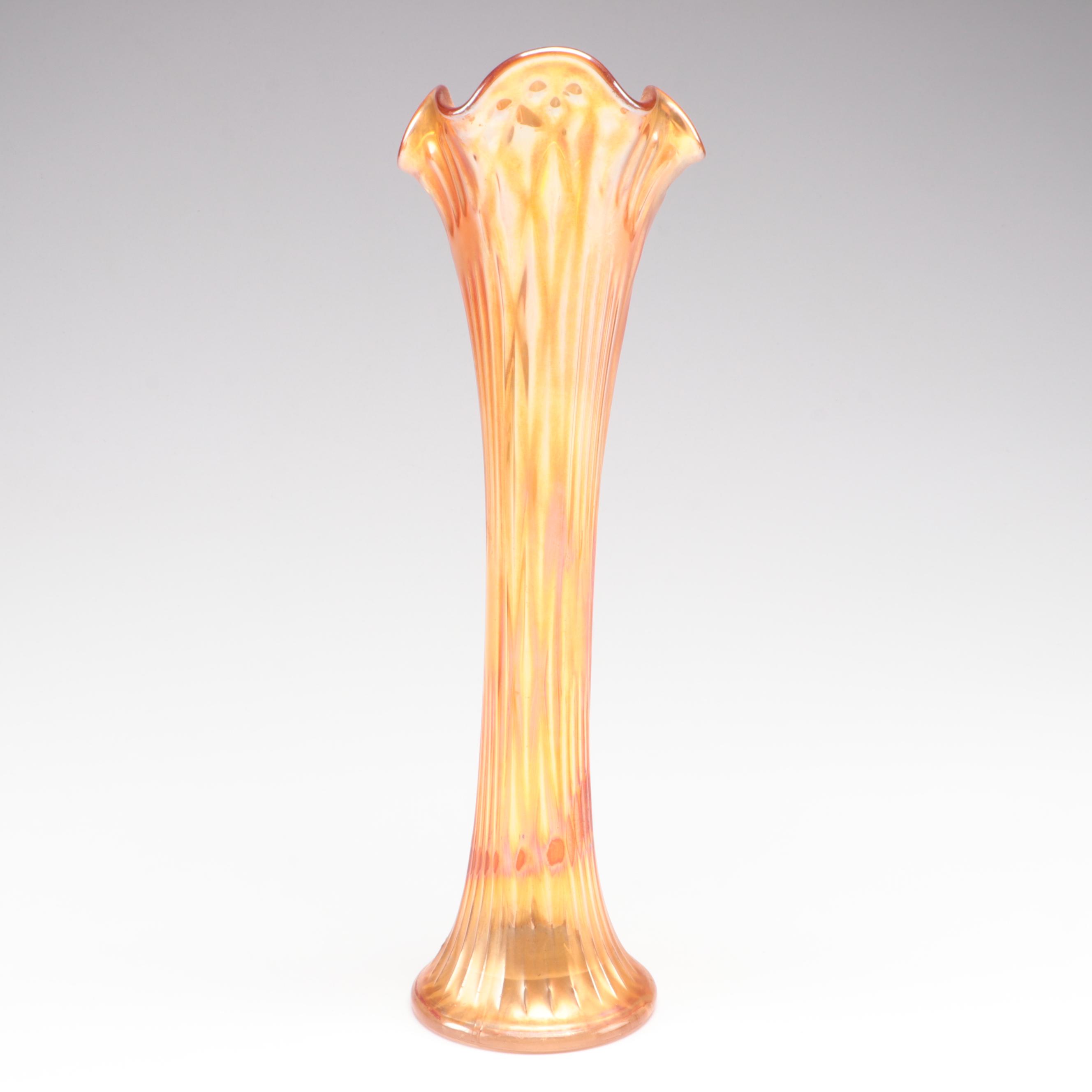 Imperial Glass Vase with Other Carnival Glass Tableware, Mid to Late 20th C.