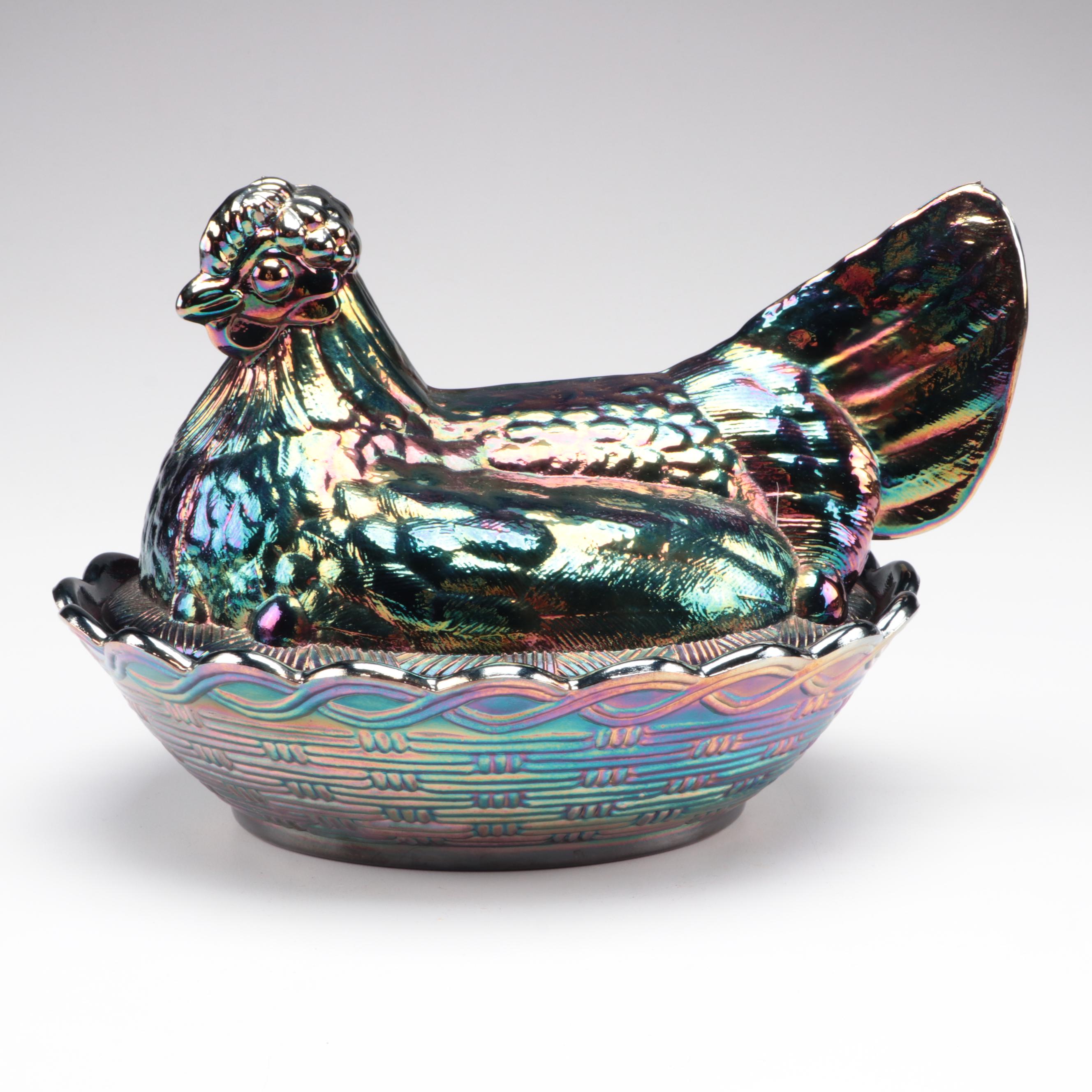 Imperial Glass Vase with Other Carnival Glass Tableware, Mid to Late 20th C.