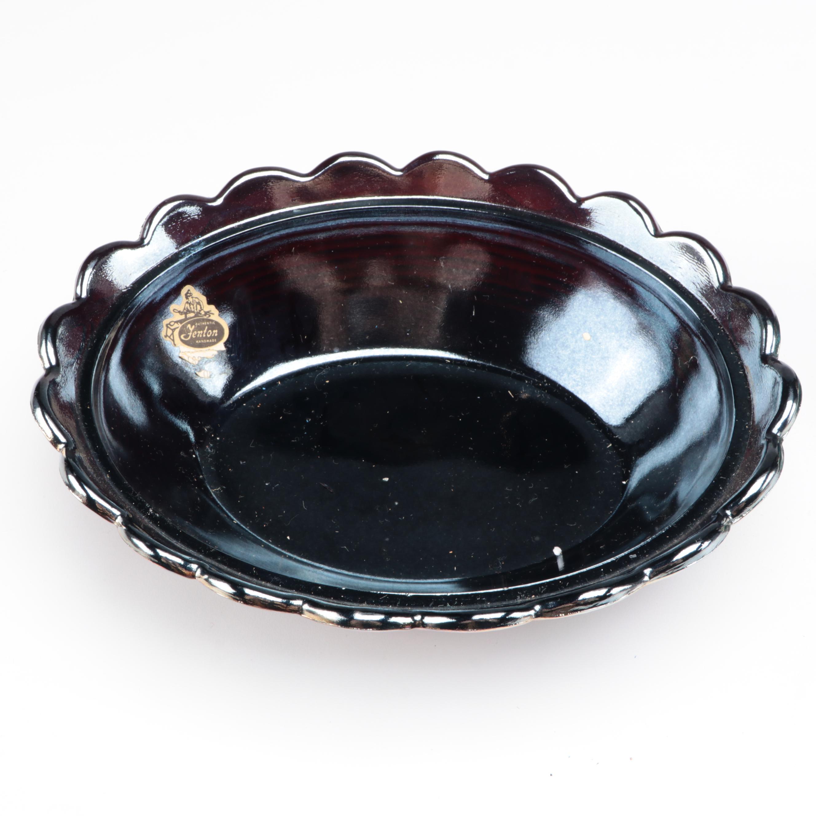 Imperial Glass Vase with Other Carnival Glass Tableware, Mid to Late 20th C.