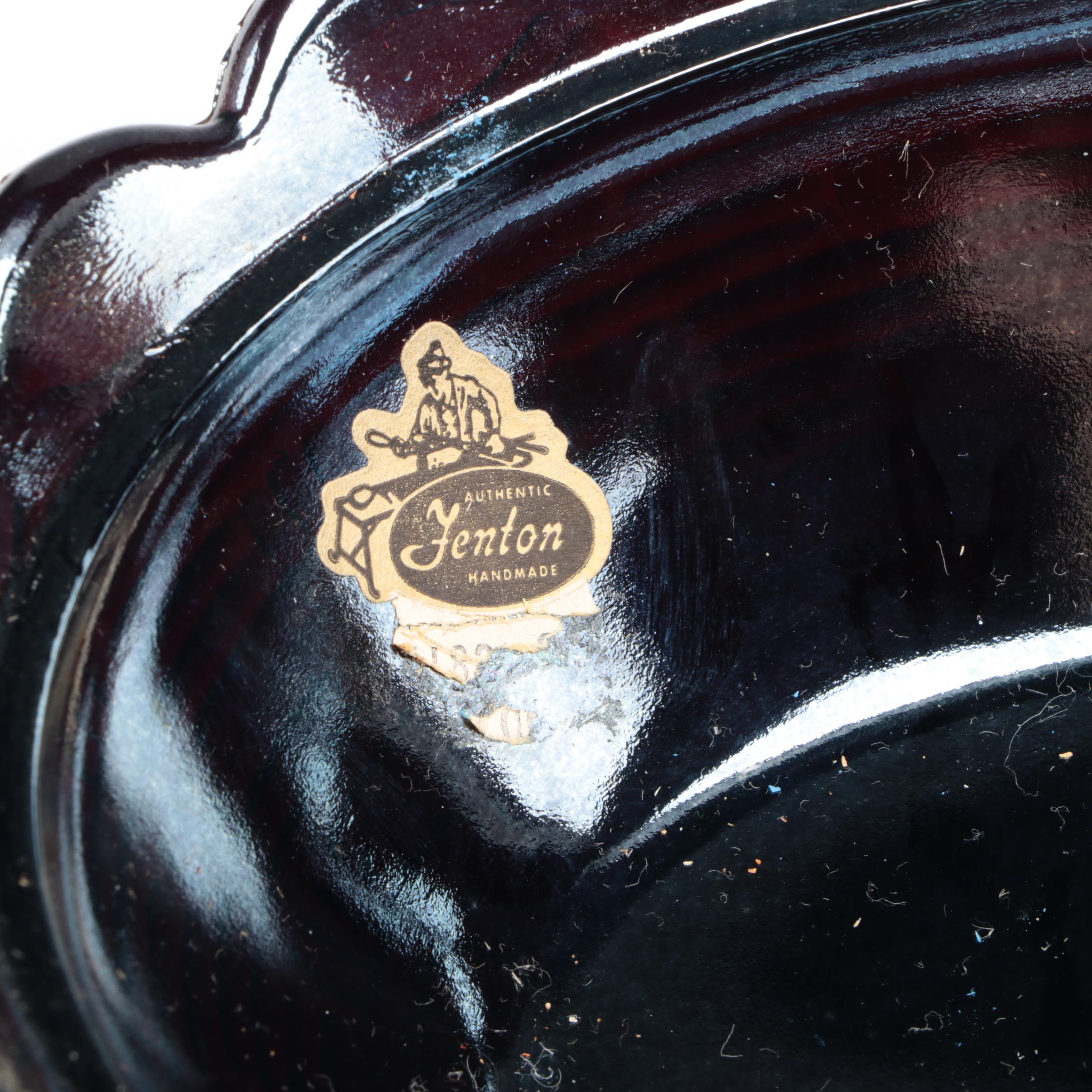 Imperial Glass Vase with Other Carnival Glass Tableware, Mid to Late 20th C.