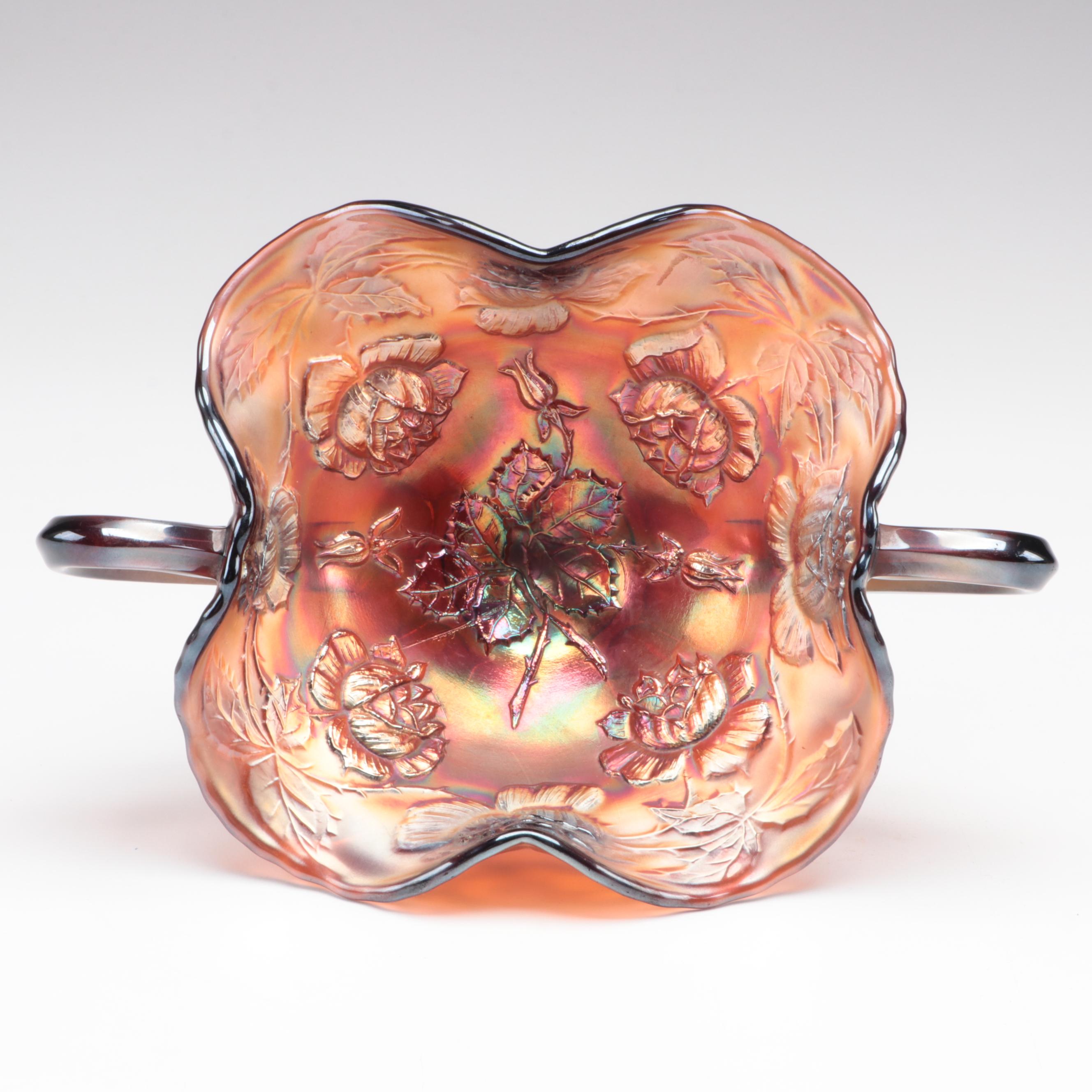 Imperial Glass Vase with Other Carnival Glass Tableware, Mid to Late 20th C.