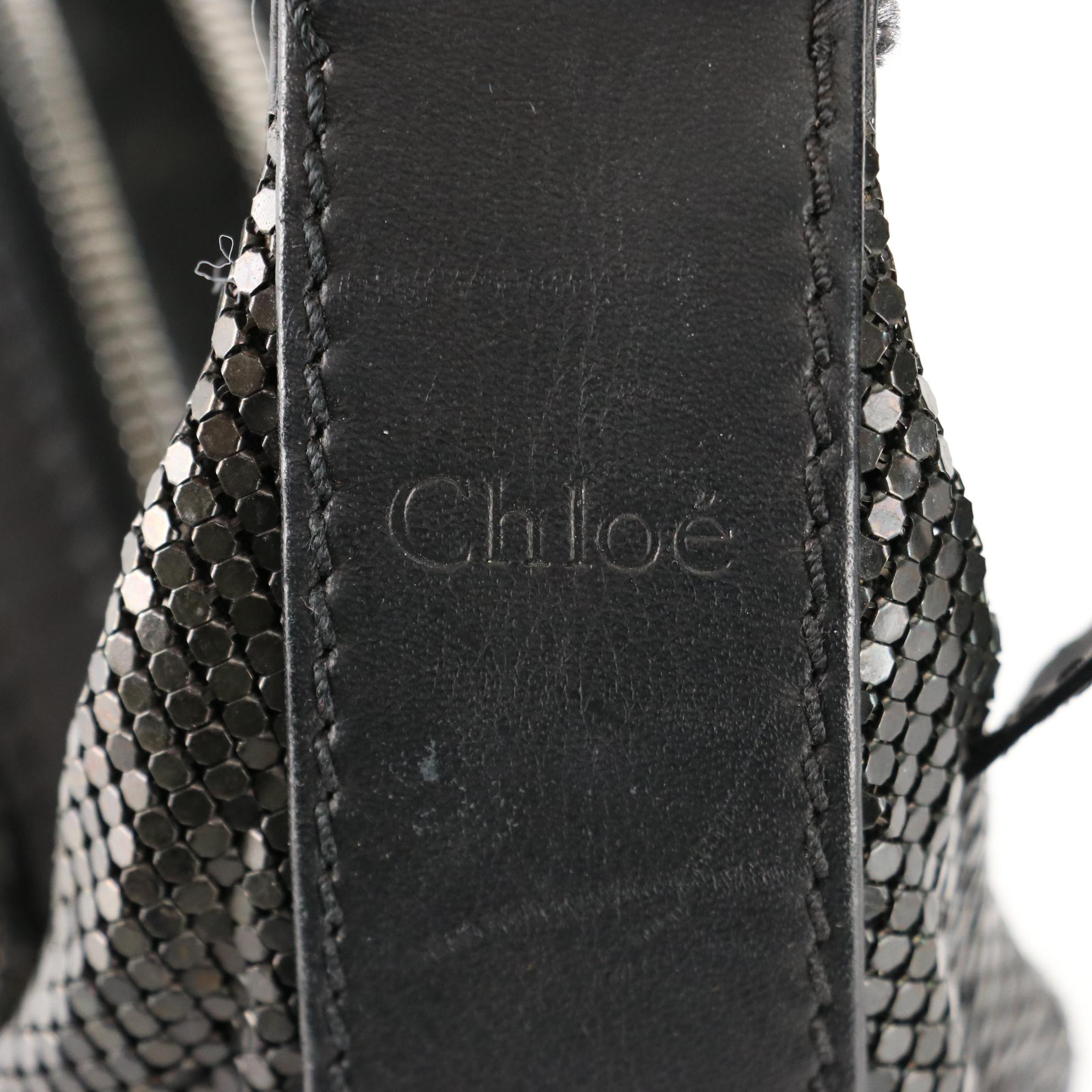 Chloé Glitter Baguette in Metal Mesh and Leather