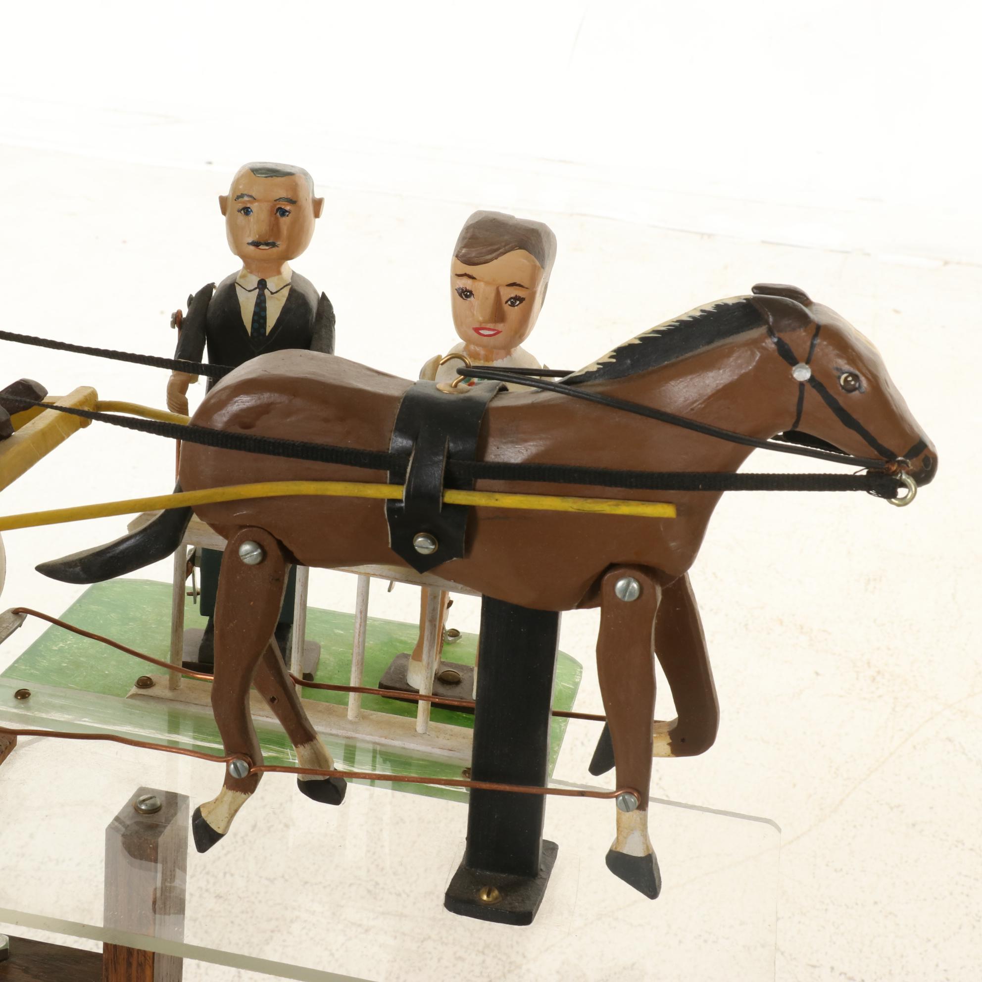 Henry W. Ringer Signed Folk Art Sulky Horse and Jockey Weathervane