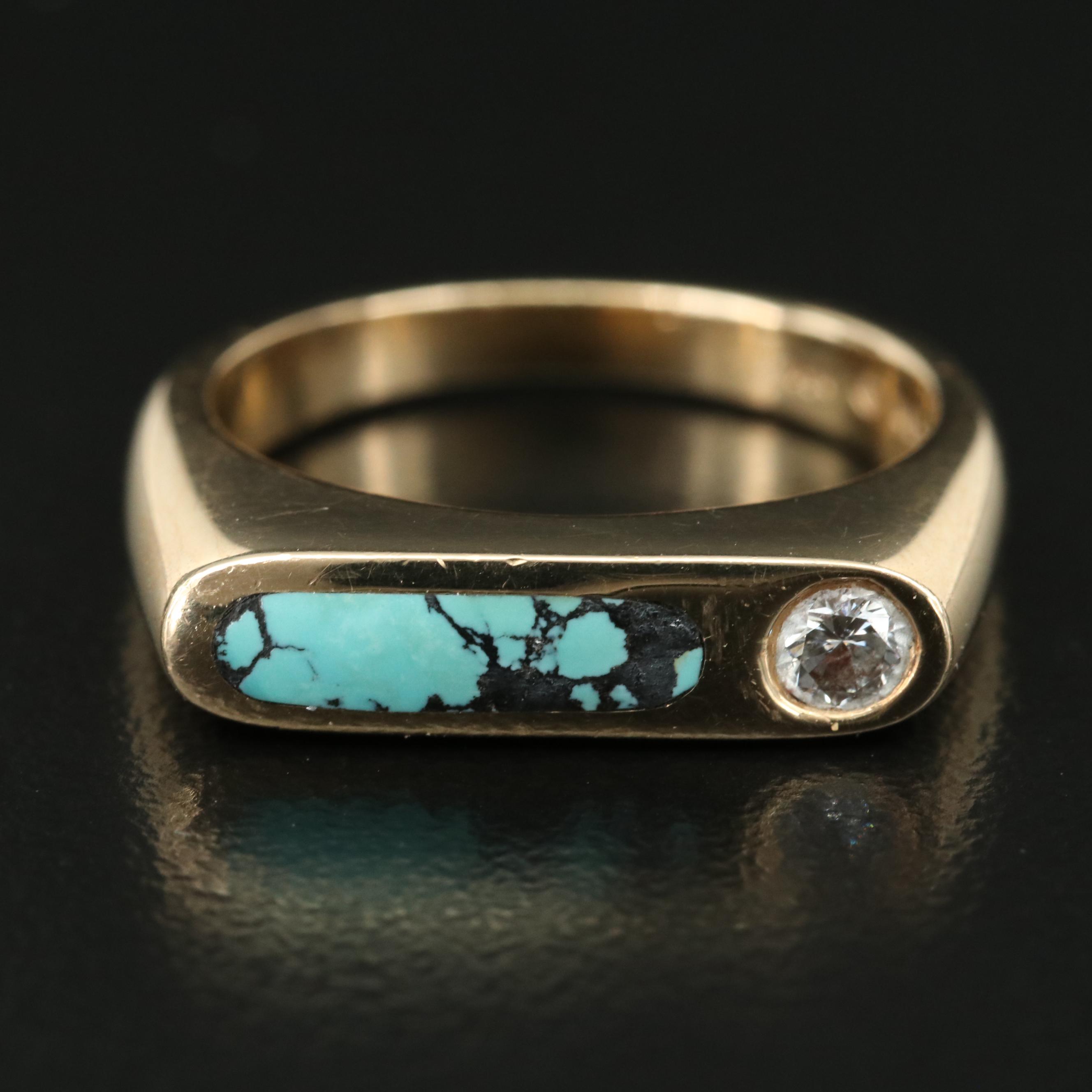 Kabana 14K Diamond and Turquoise Ring