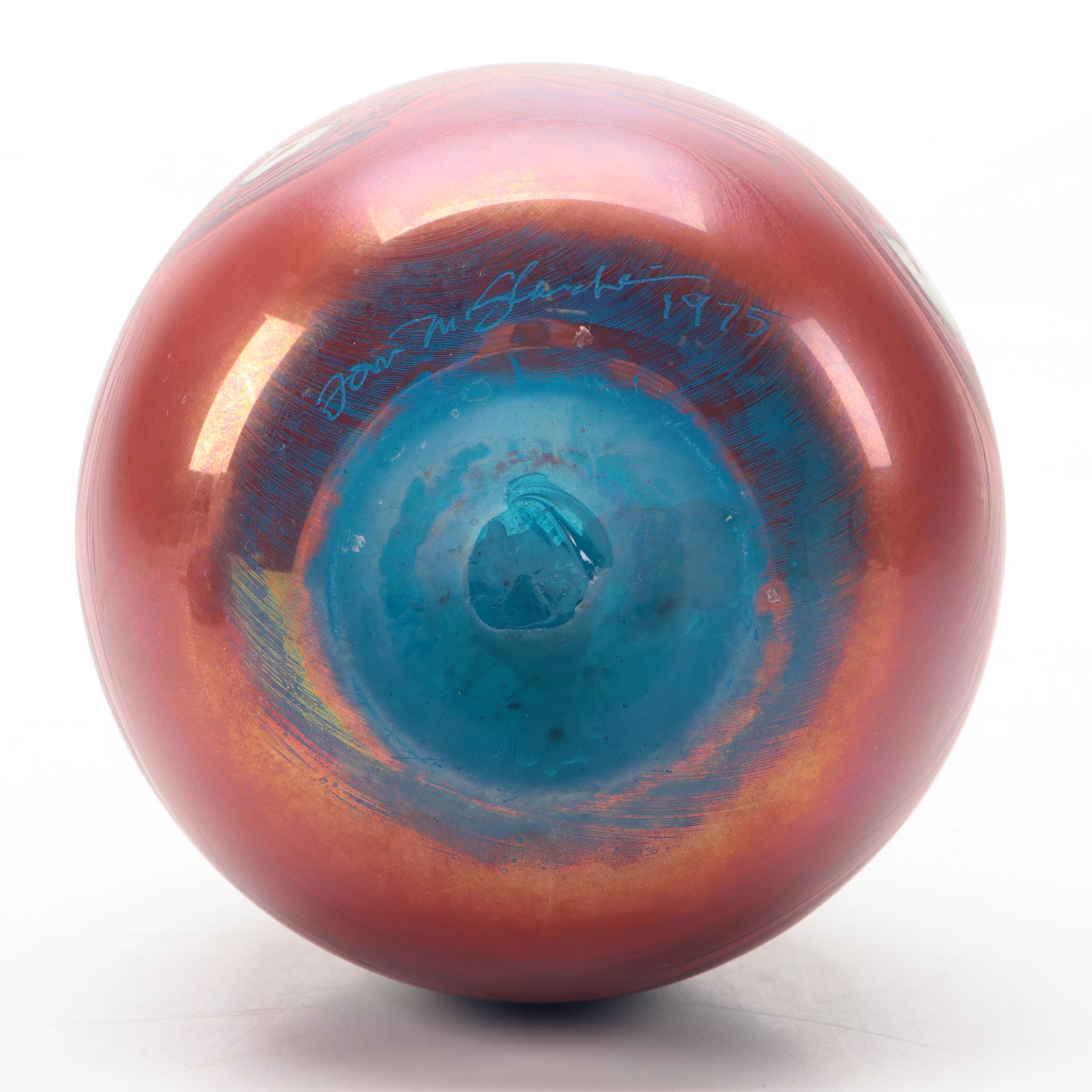 Blown Art Glass Paperweights with Pulled Feather Vase, Late 20th Century