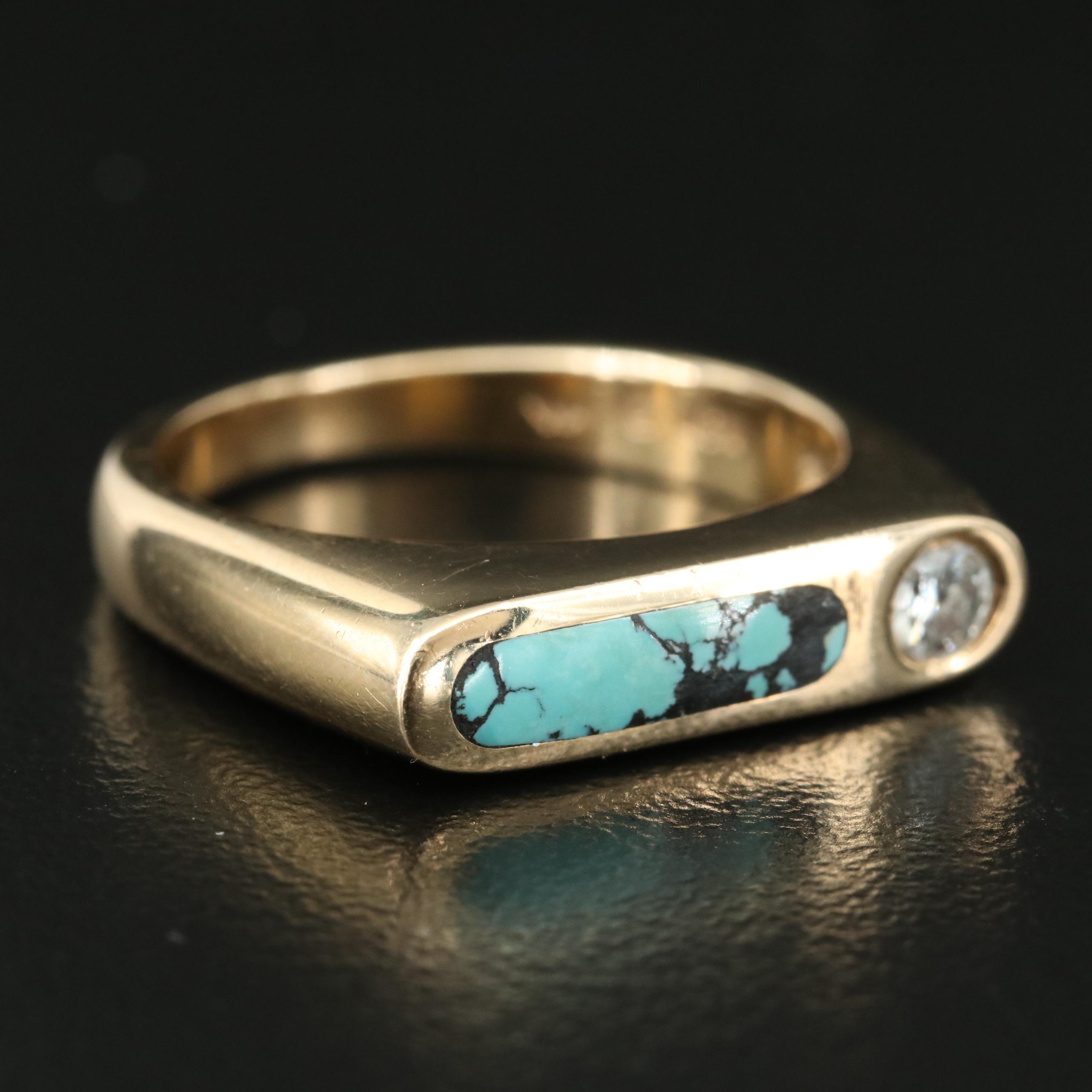 Kabana 14K Diamond and Turquoise Ring