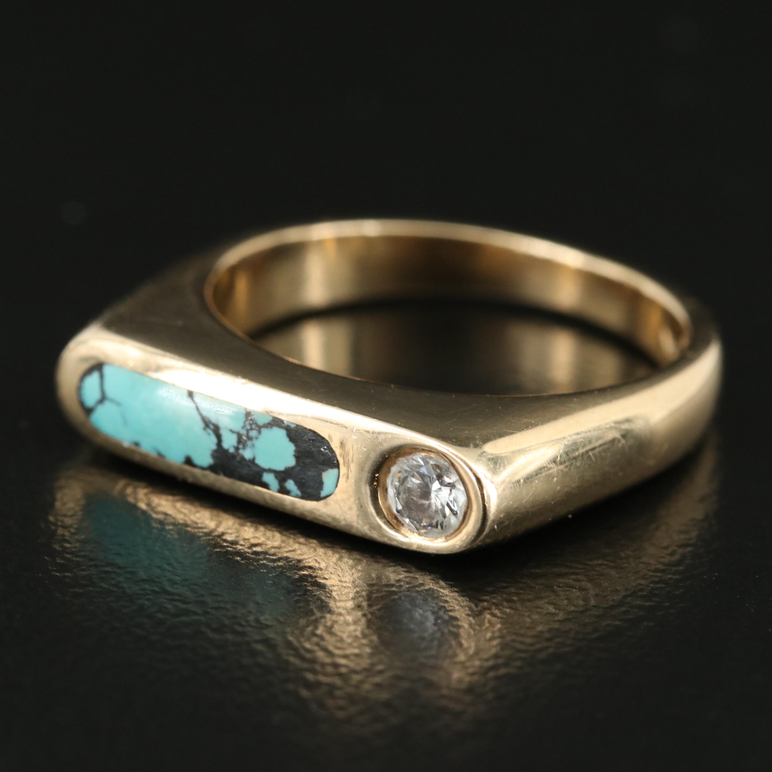Kabana 14K Diamond and Turquoise Ring