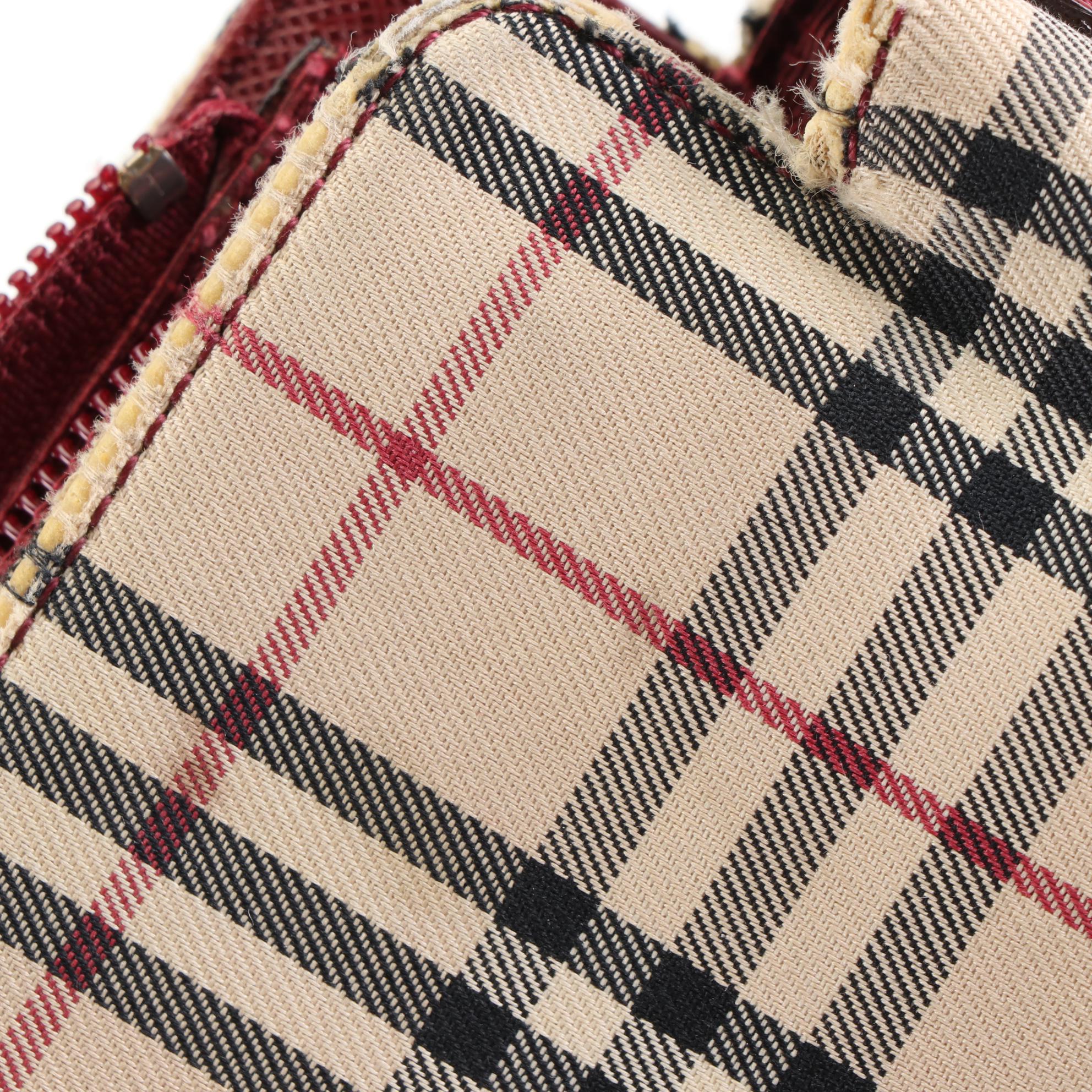 Burberry Tote in House Check Canvas and Crossgrain Leather Trim