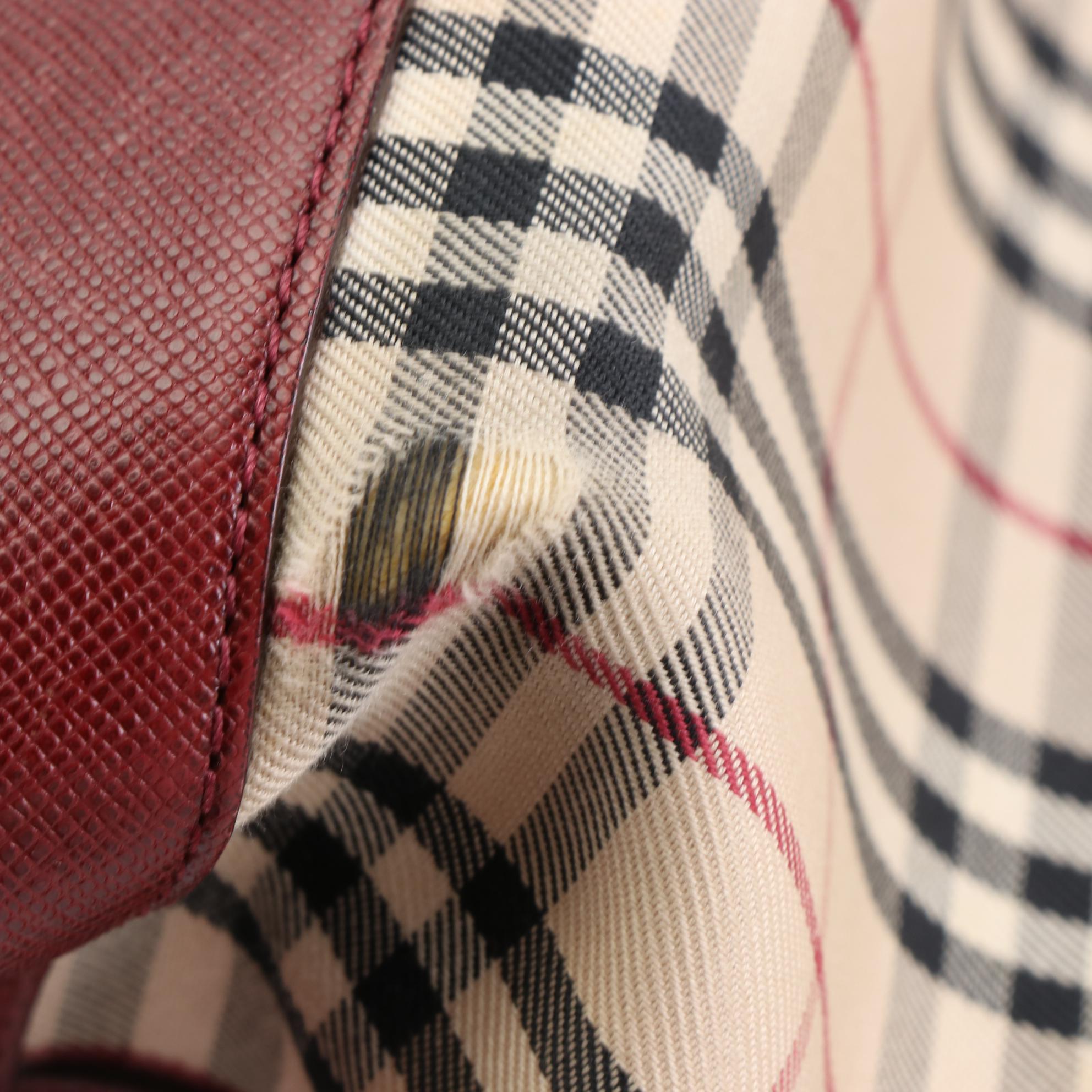 Burberry Tote in House Check Canvas and Crossgrain Leather Trim