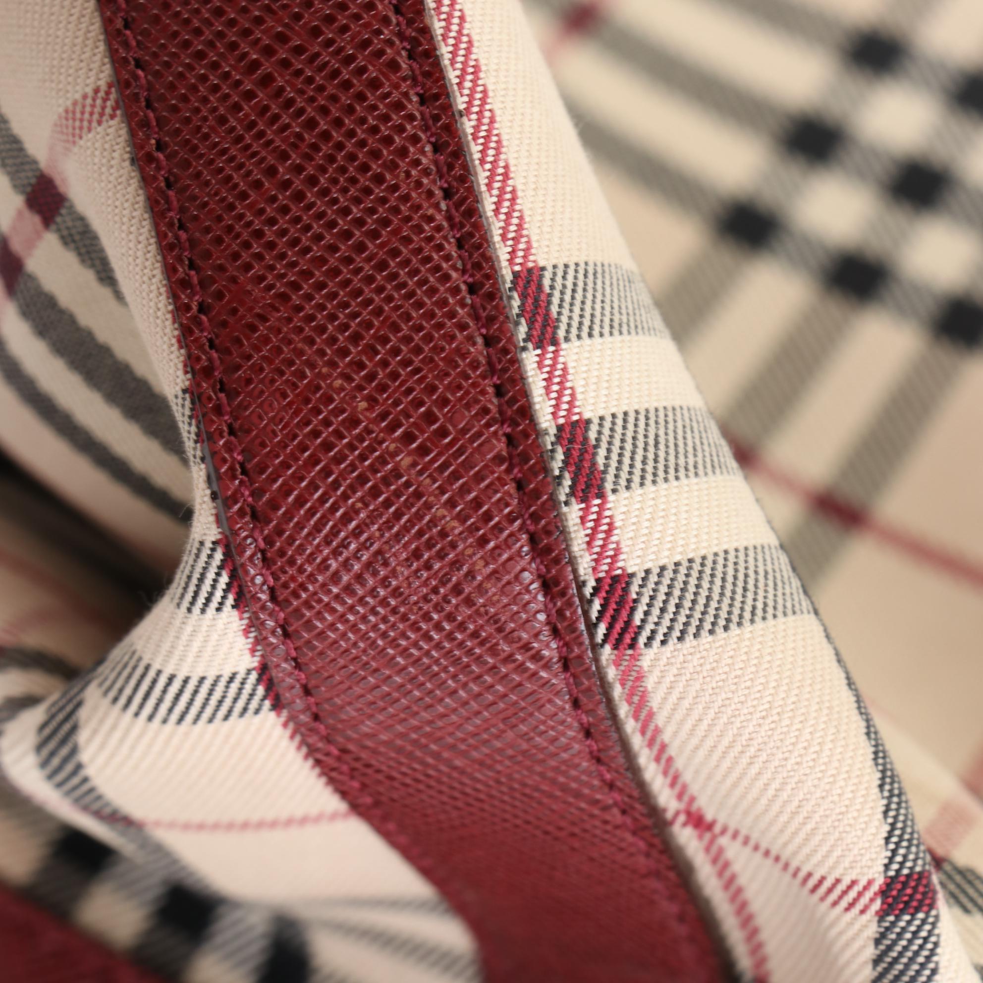 Burberry Tote in House Check Canvas and Crossgrain Leather Trim