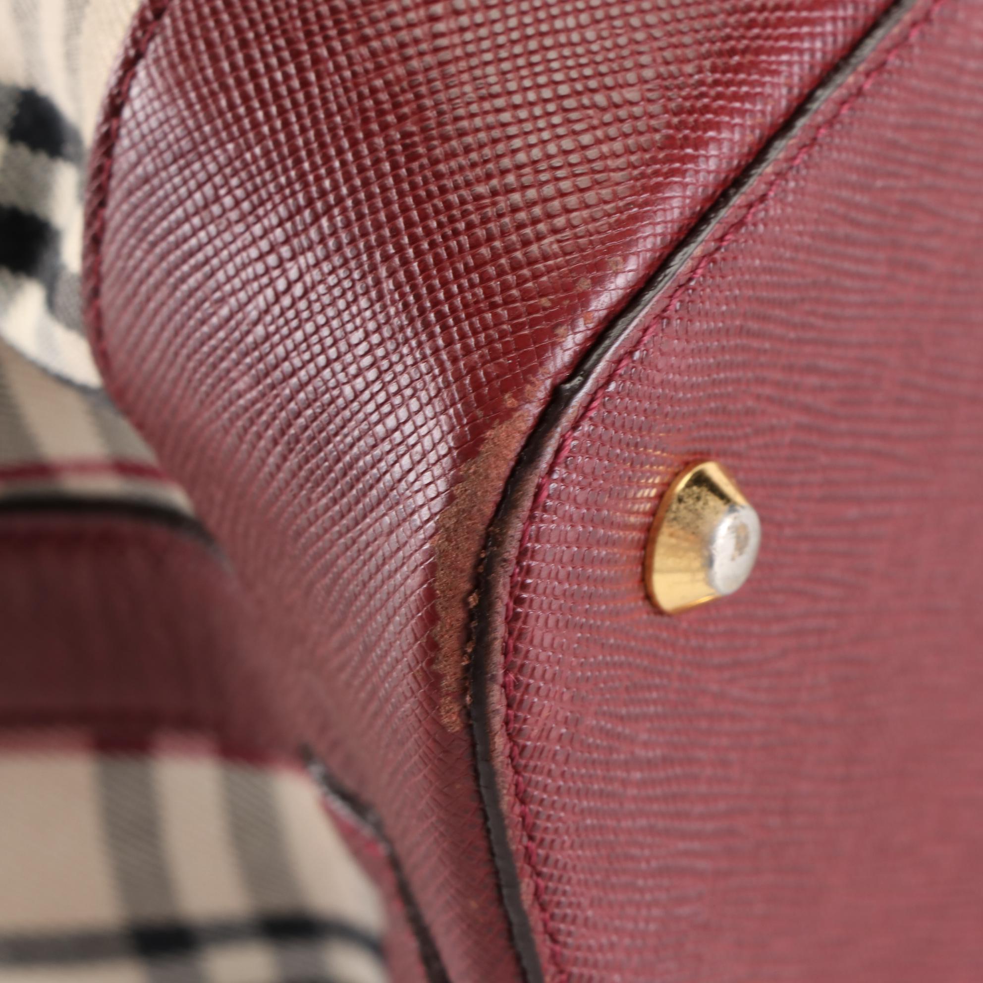 Burberry Tote in House Check Canvas and Crossgrain Leather Trim