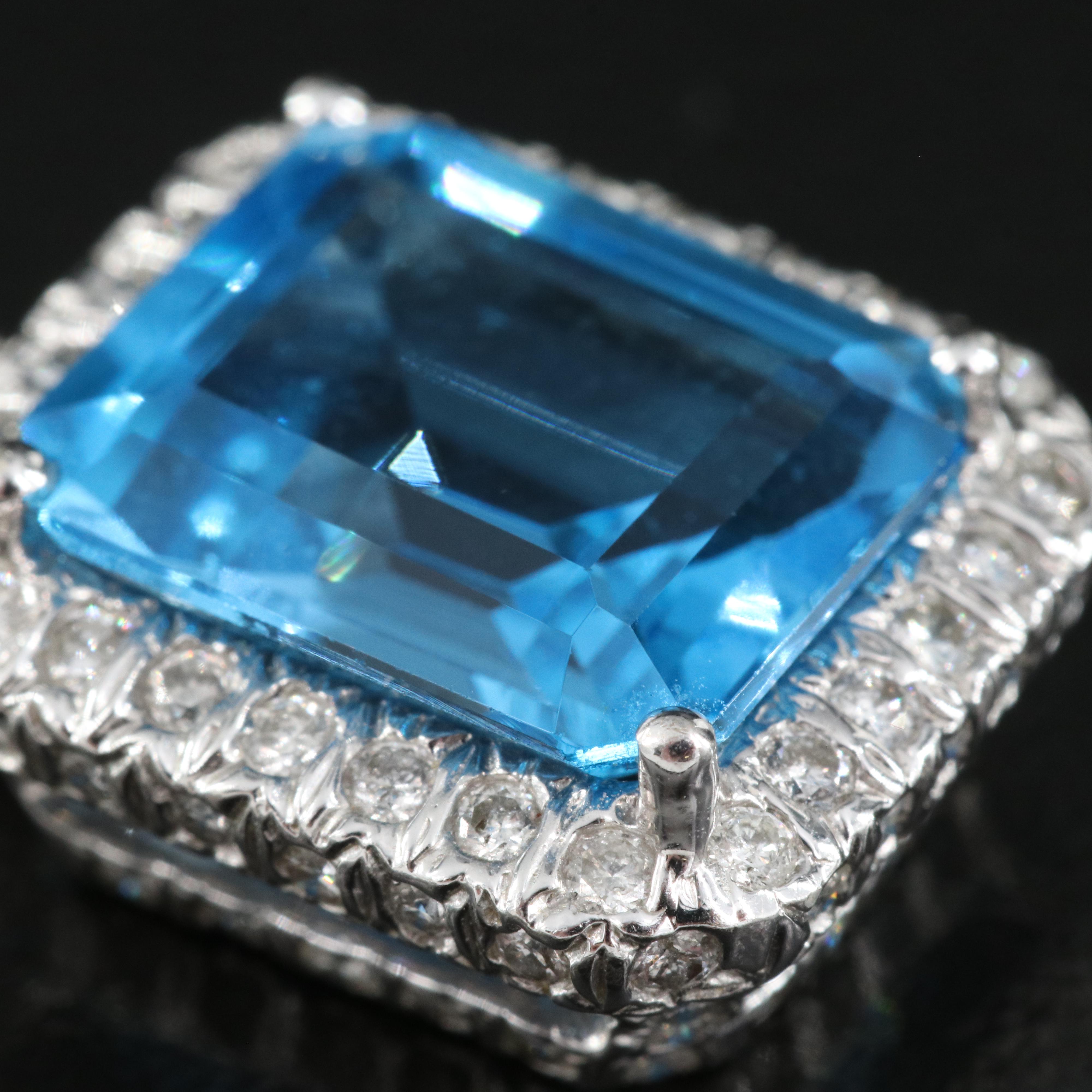 14K Swiss Blue Topaz and Diamond Pendant
