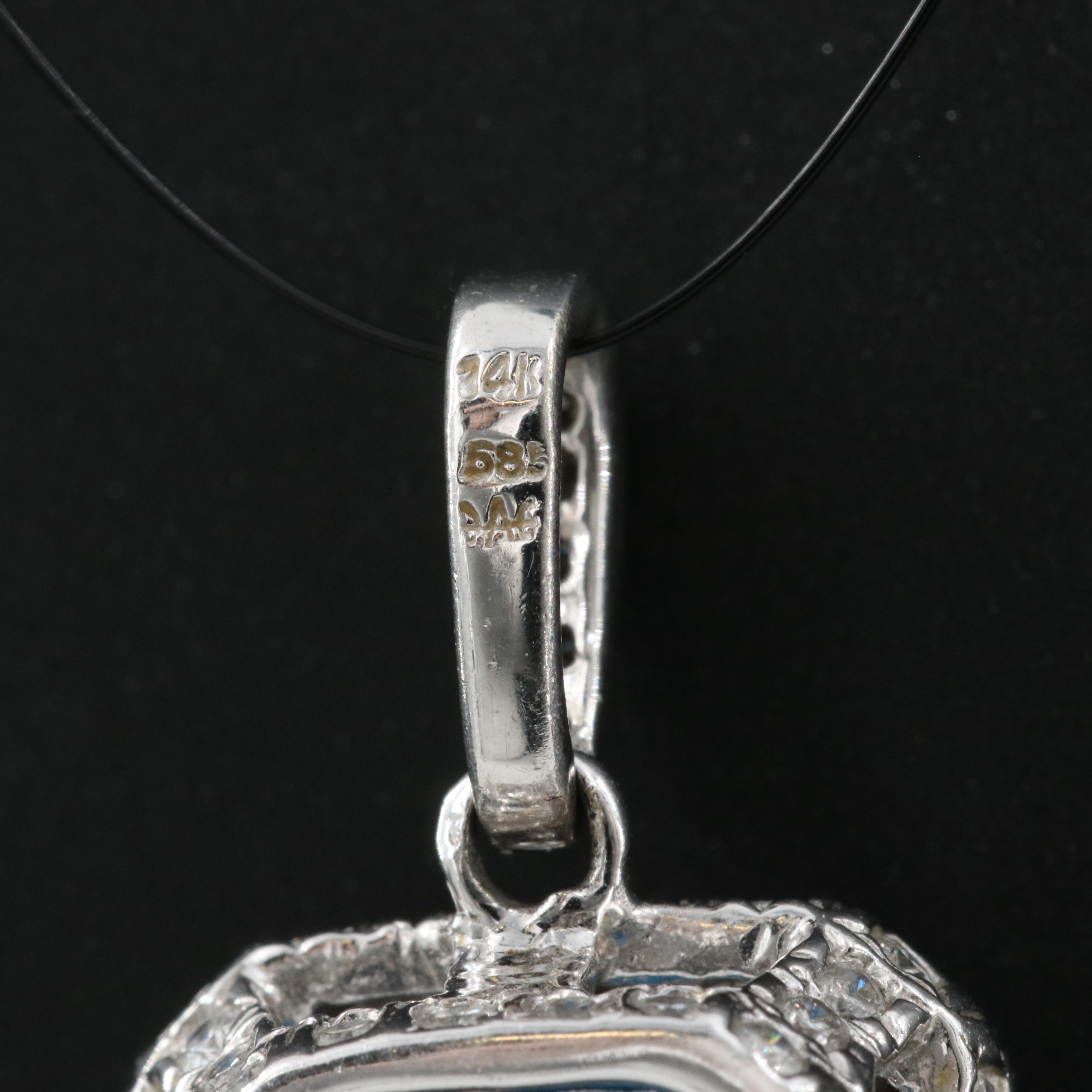 14K Swiss Blue Topaz and Diamond Pendant