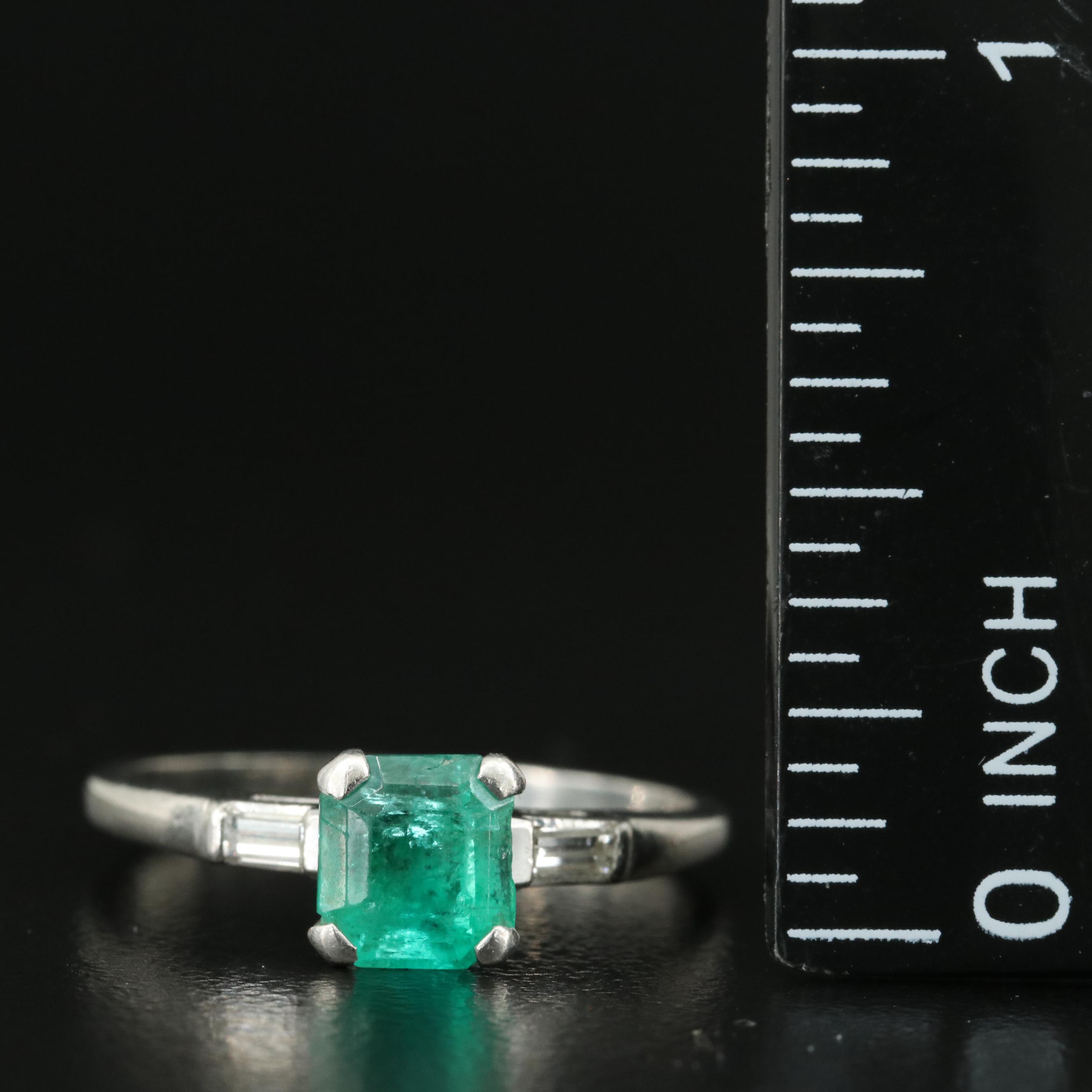 Platinum Emerald and Diamond Ring