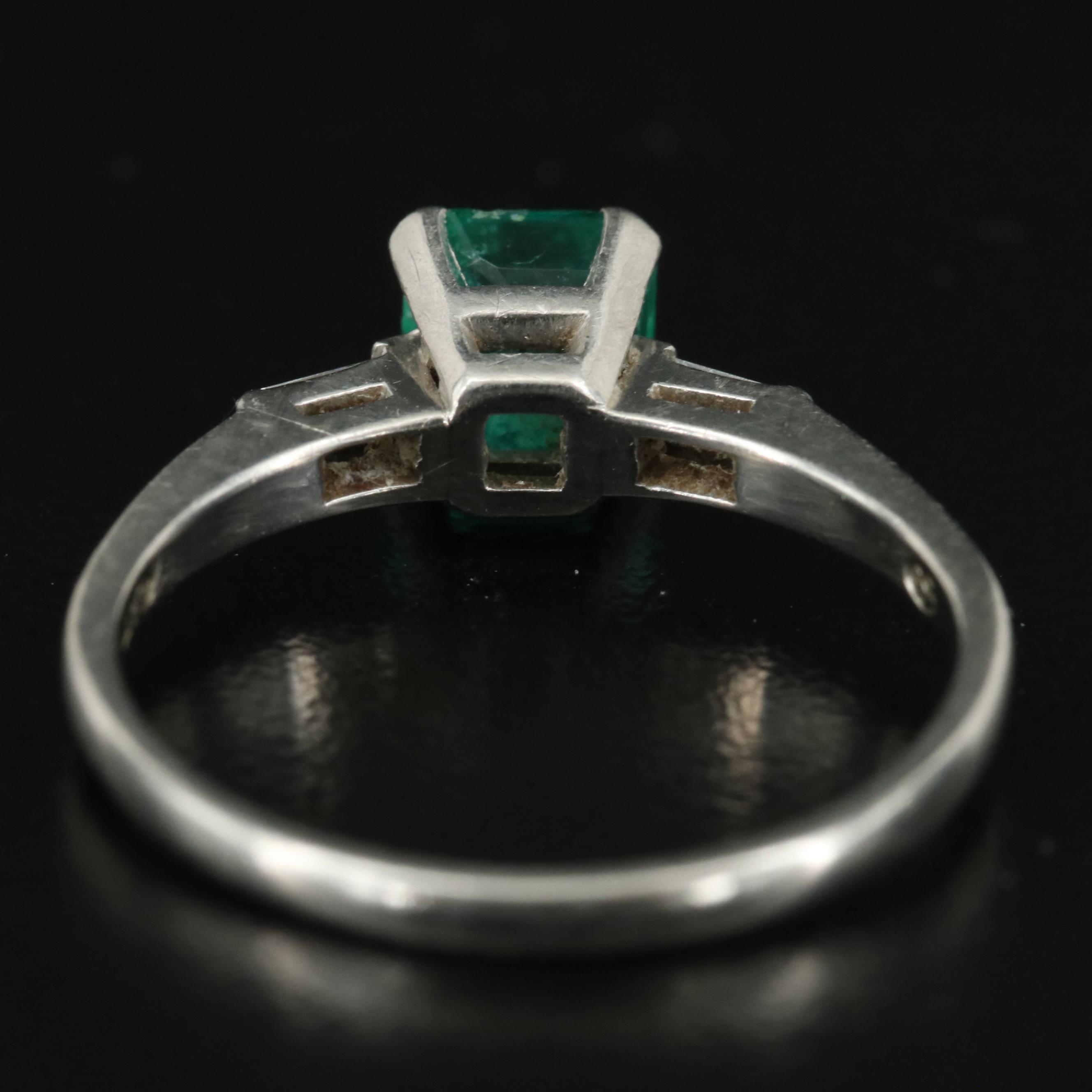 Platinum Emerald and Diamond Ring