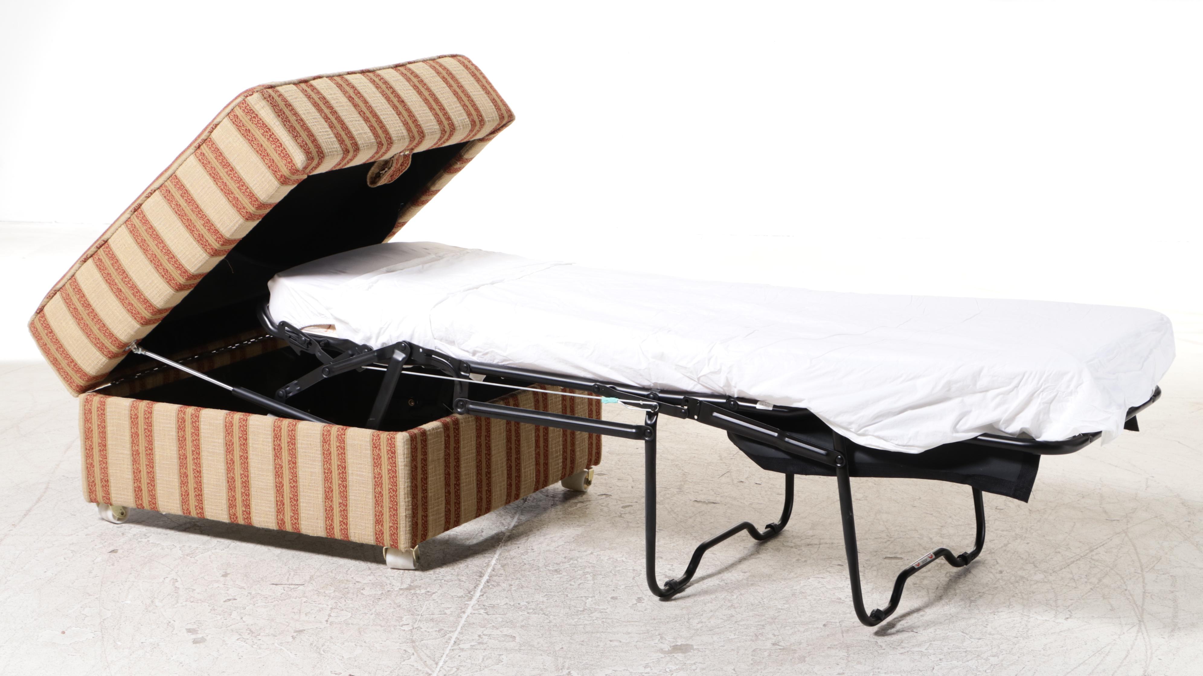 Custom-Upholstered Armchair with Fold-Out Bed Ottoman