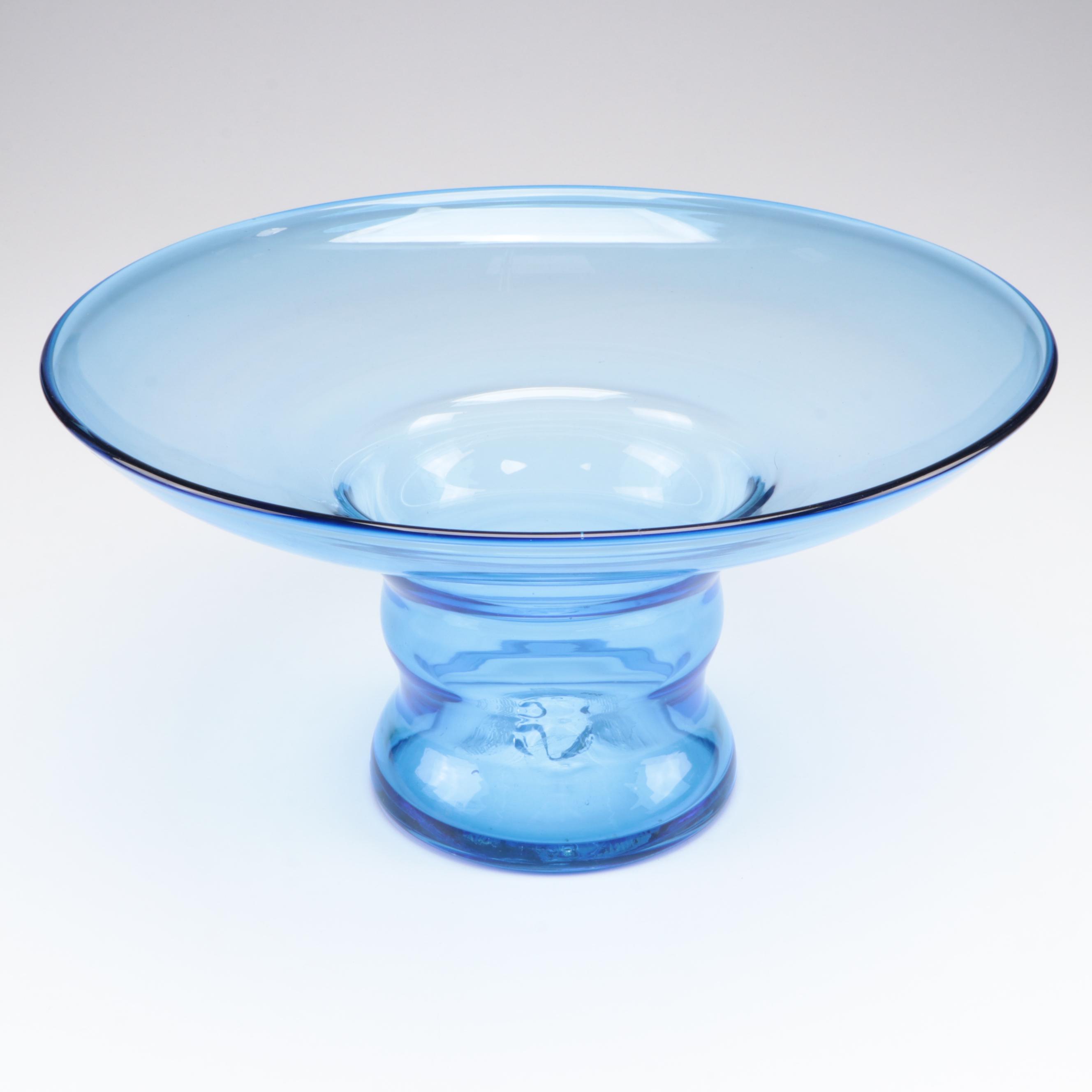 Blenko Blown Glass Pedestal Bowl, Late 20th Century