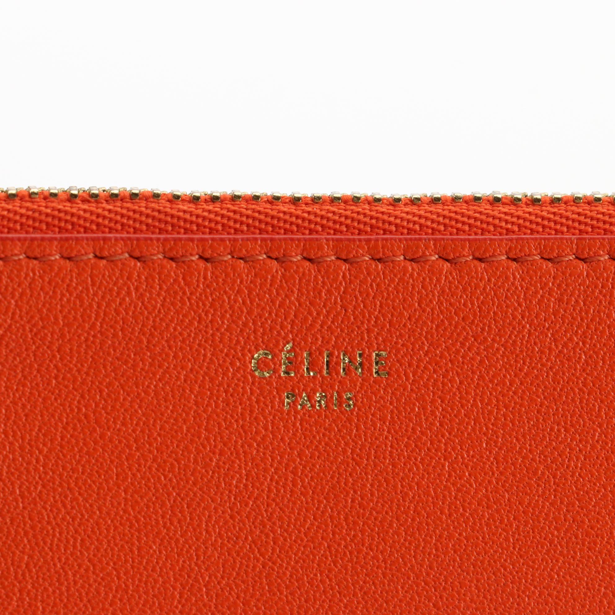 Céline Solo Bicolor Leather Zip Pouch Clutch