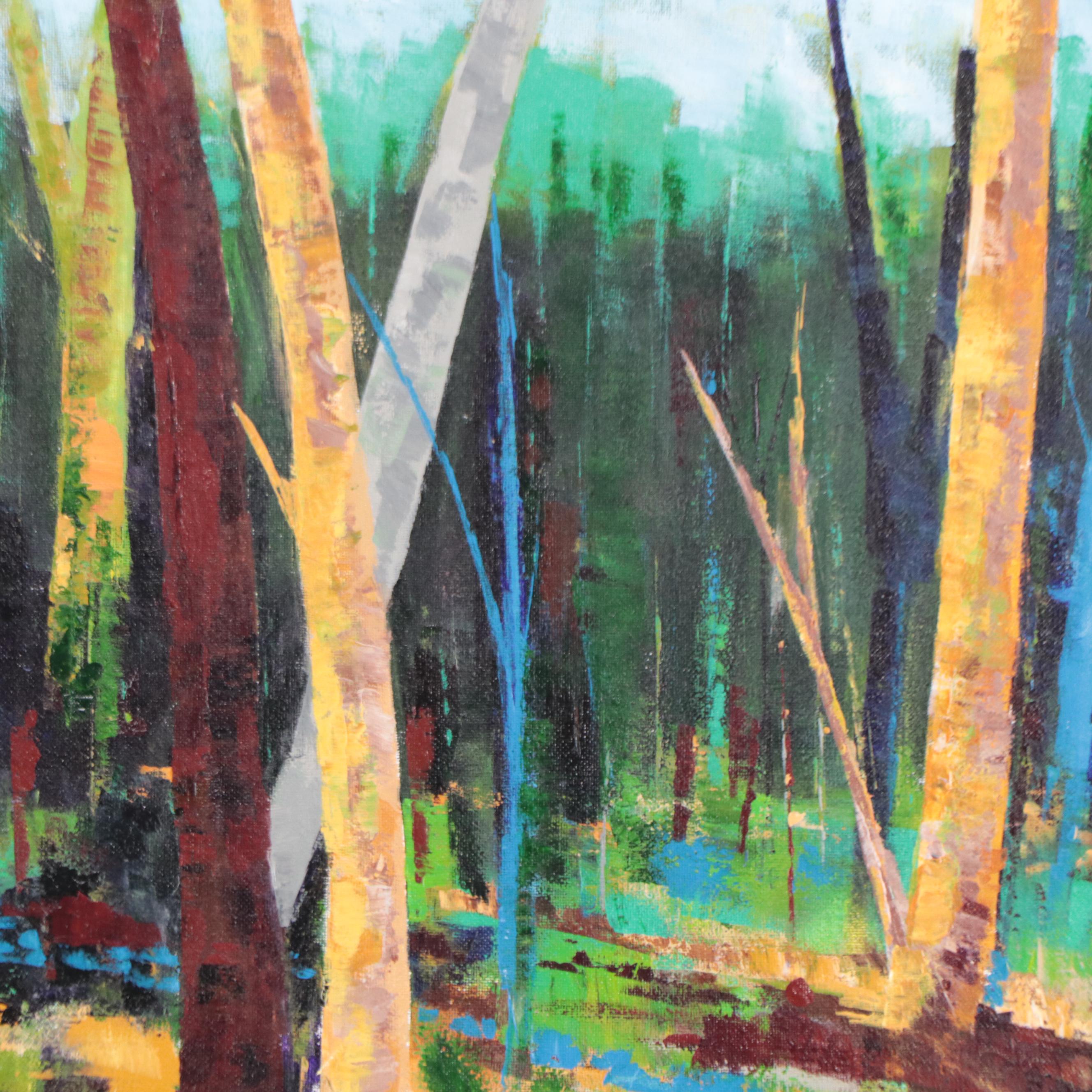 Sanna Acrylic Painting "Quiet Sunday," 21st Century