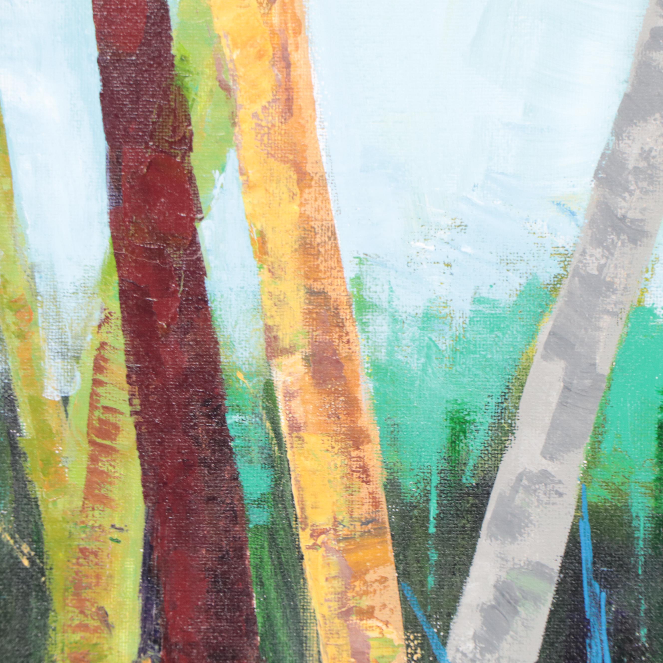 Sanna Acrylic Painting "Quiet Sunday," 21st Century