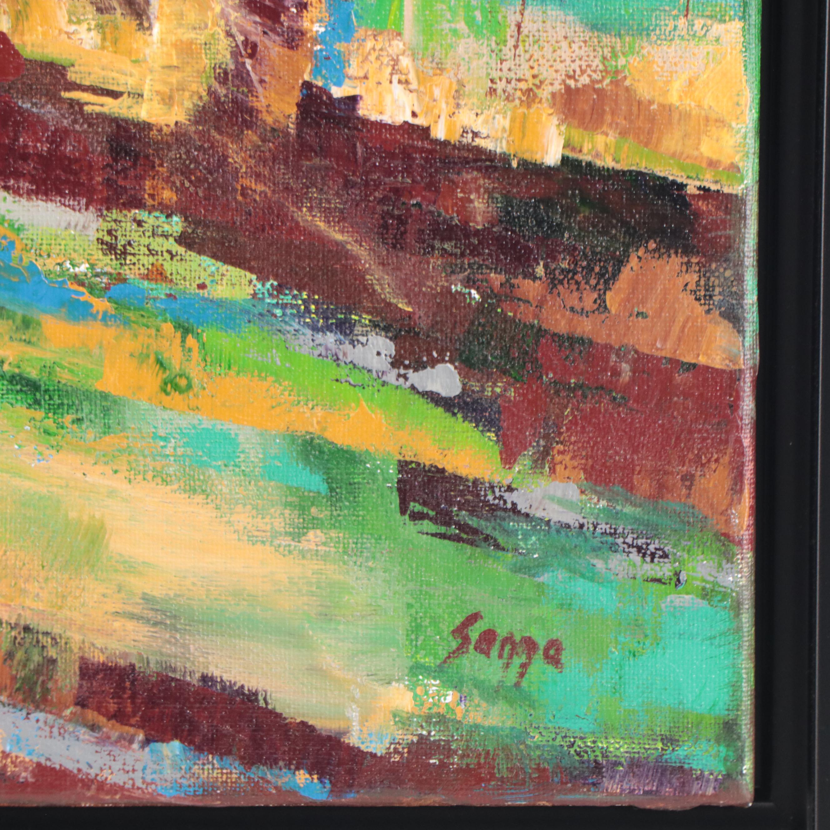 Sanna Acrylic Painting "Quiet Sunday," 21st Century