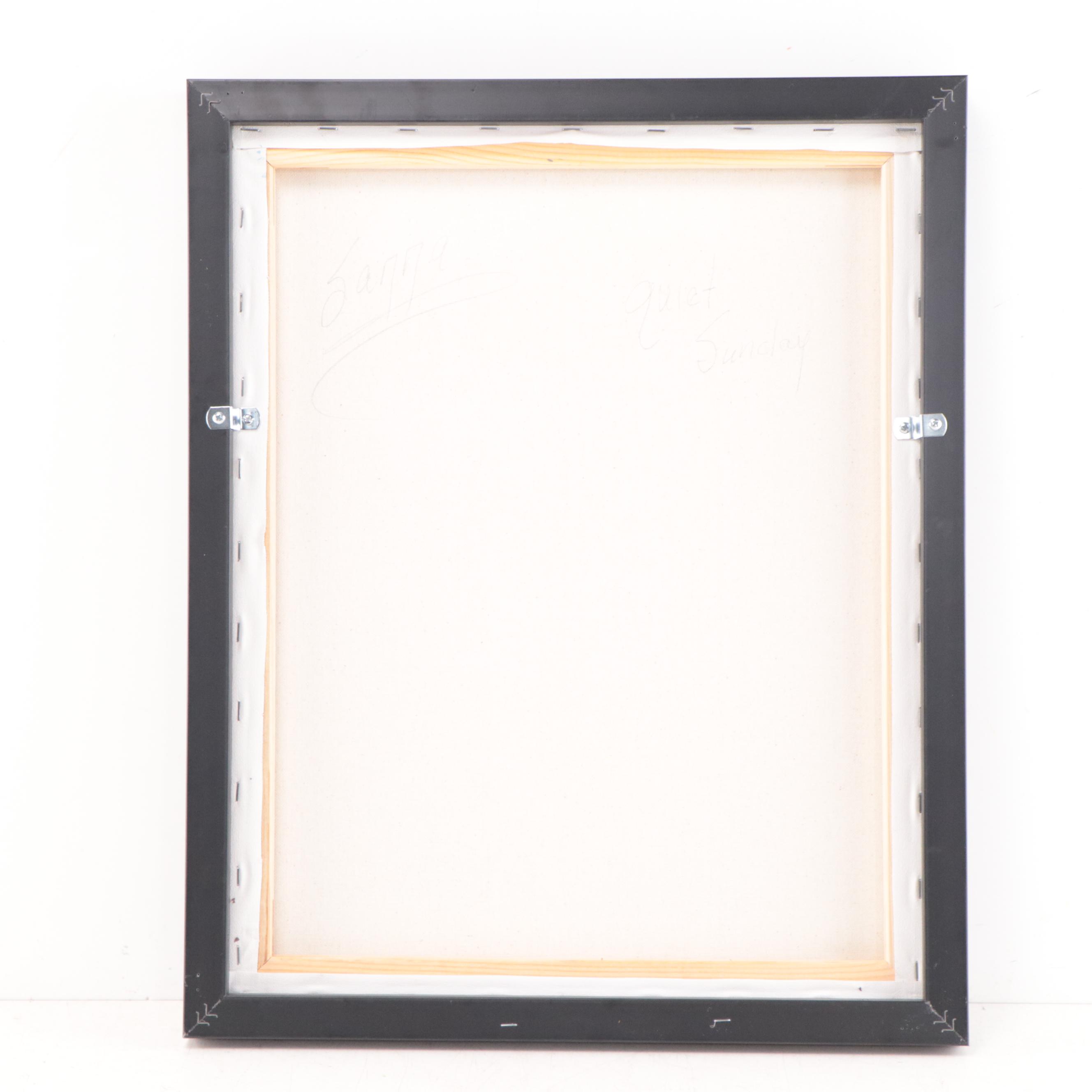 Sanna Acrylic Painting "Quiet Sunday," 21st Century