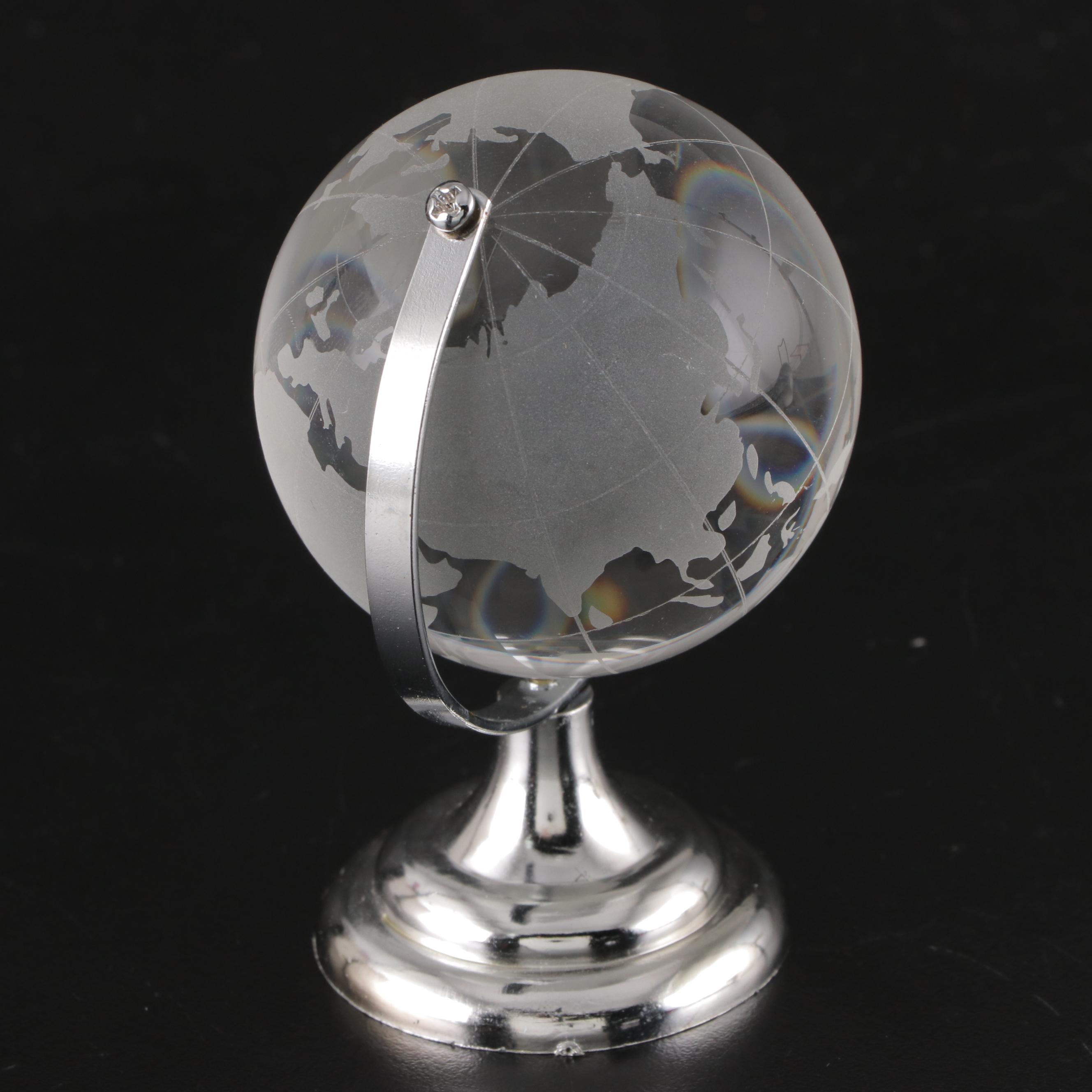 Frosted Glass Polar Bear Figurine and Globe